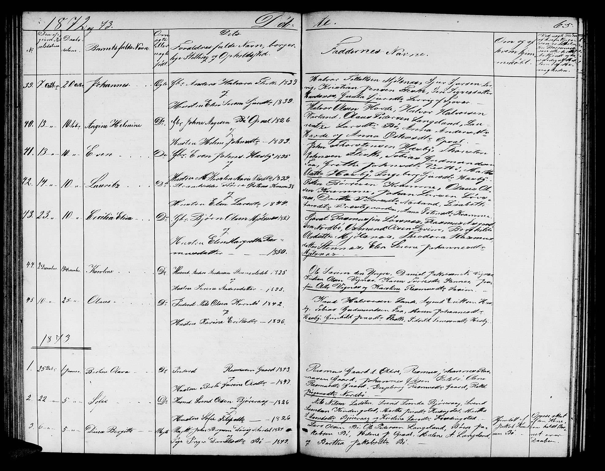 Finnøy sokneprestkontor, AV/SAST-A-101825/H/Ha/Hab/L0002: Klokkerbok nr. B 2, 1857-1878, s. 65