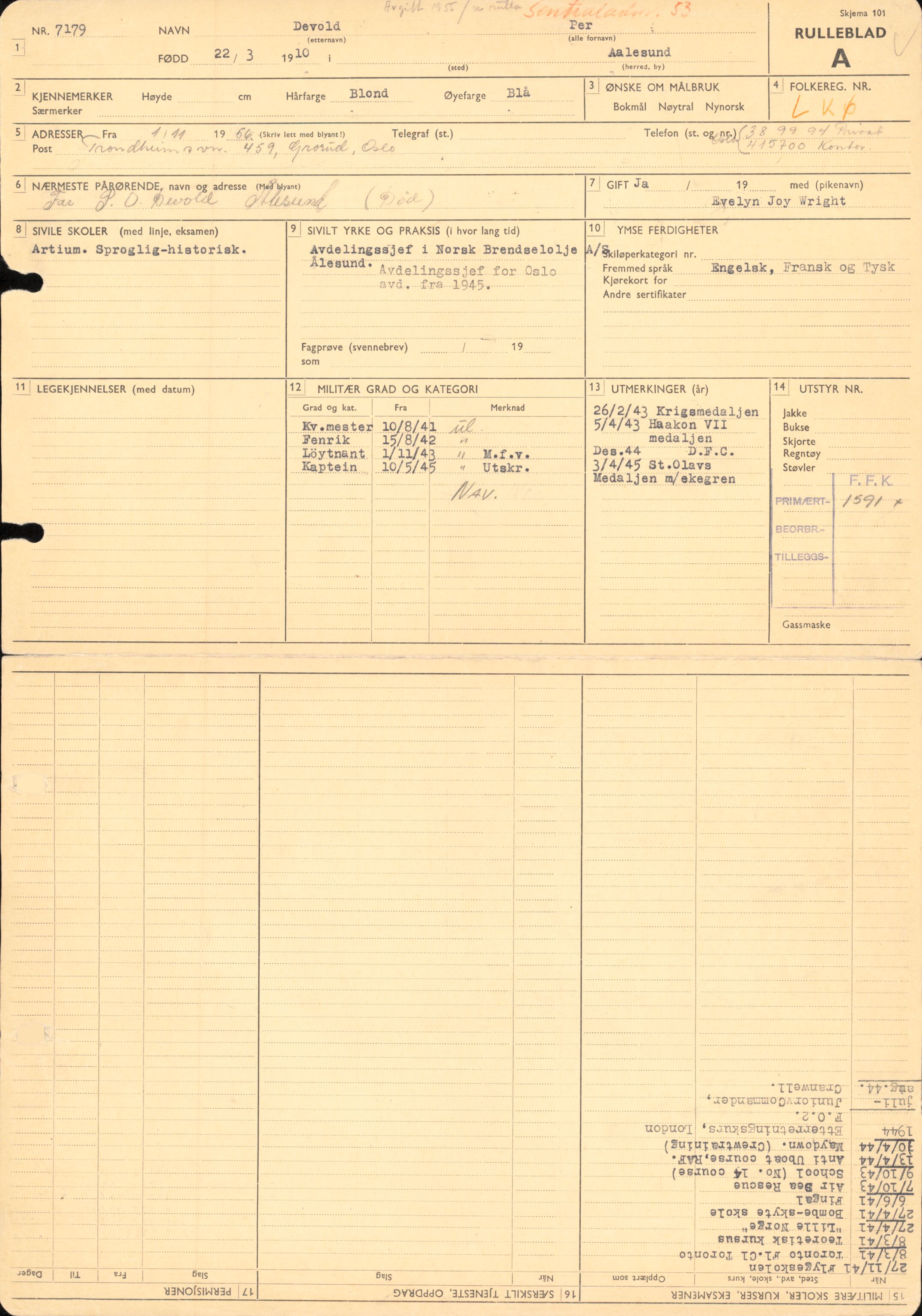 Forsvaret, Forsvarets overkommando/Luftforsvarsstaben, AV/RA-RAFA-4079/P/Pa/L0024: Personellpapirer, 1910, s. 128