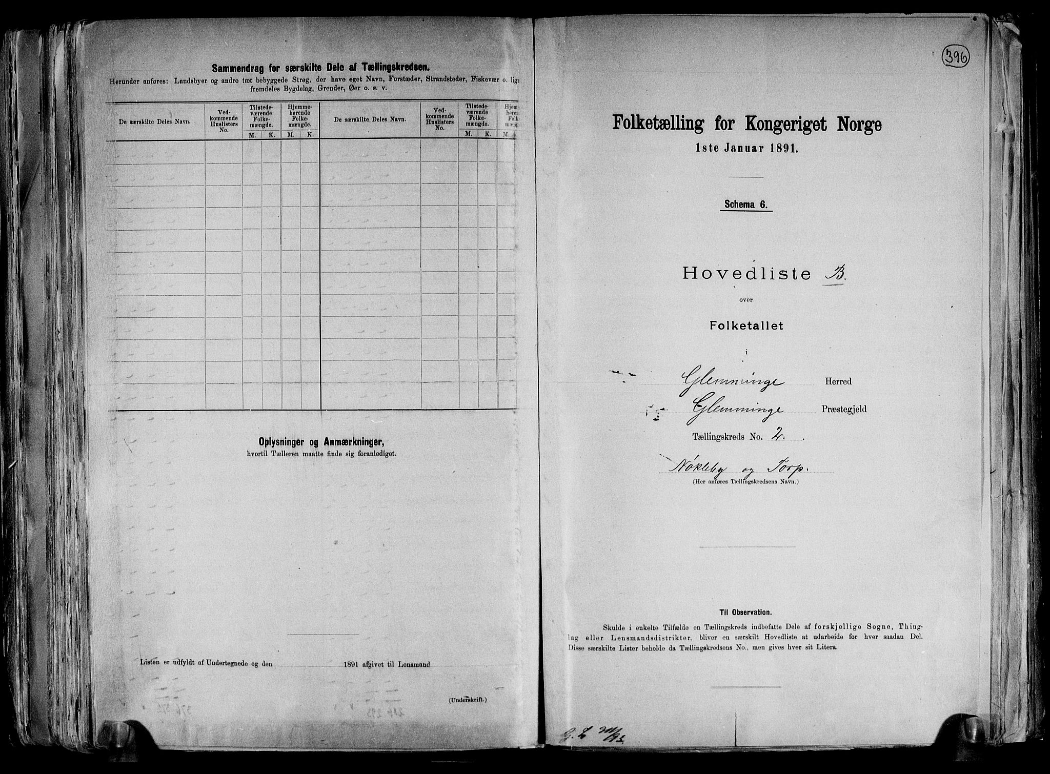 RA, Folketelling 1891 for 0132 Glemmen herred, 1891, s. 8