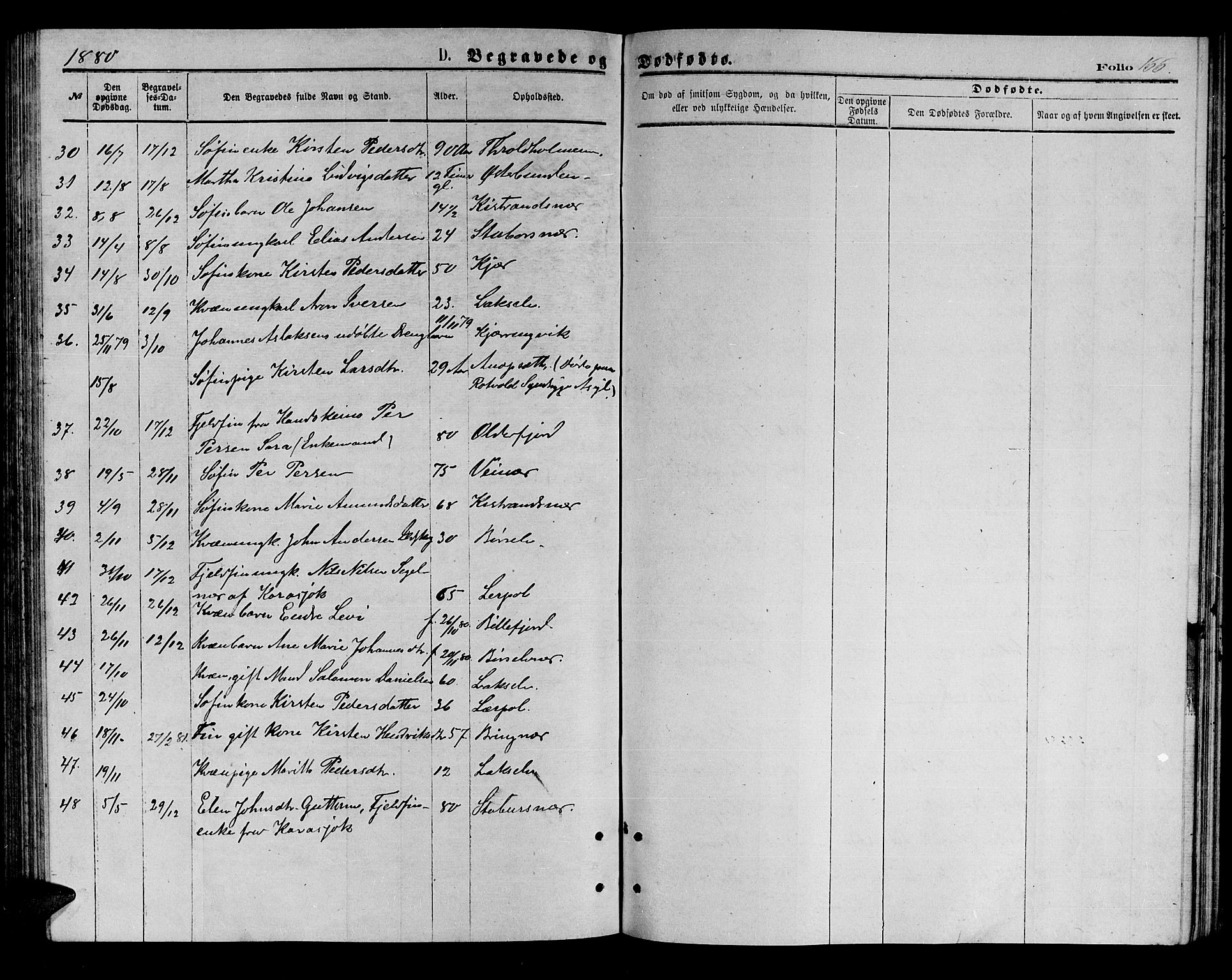 Kistrand/Porsanger sokneprestembete, AV/SATØ-S-1351/H/Hb/L0003.klokk: Klokkerbok nr. 3, 1874-1885, s. 166