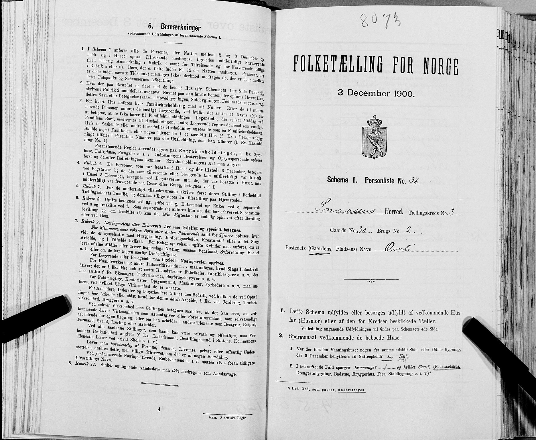 SAT, Folketelling 1900 for 1736 Snåsa herred, 1900, s. 672