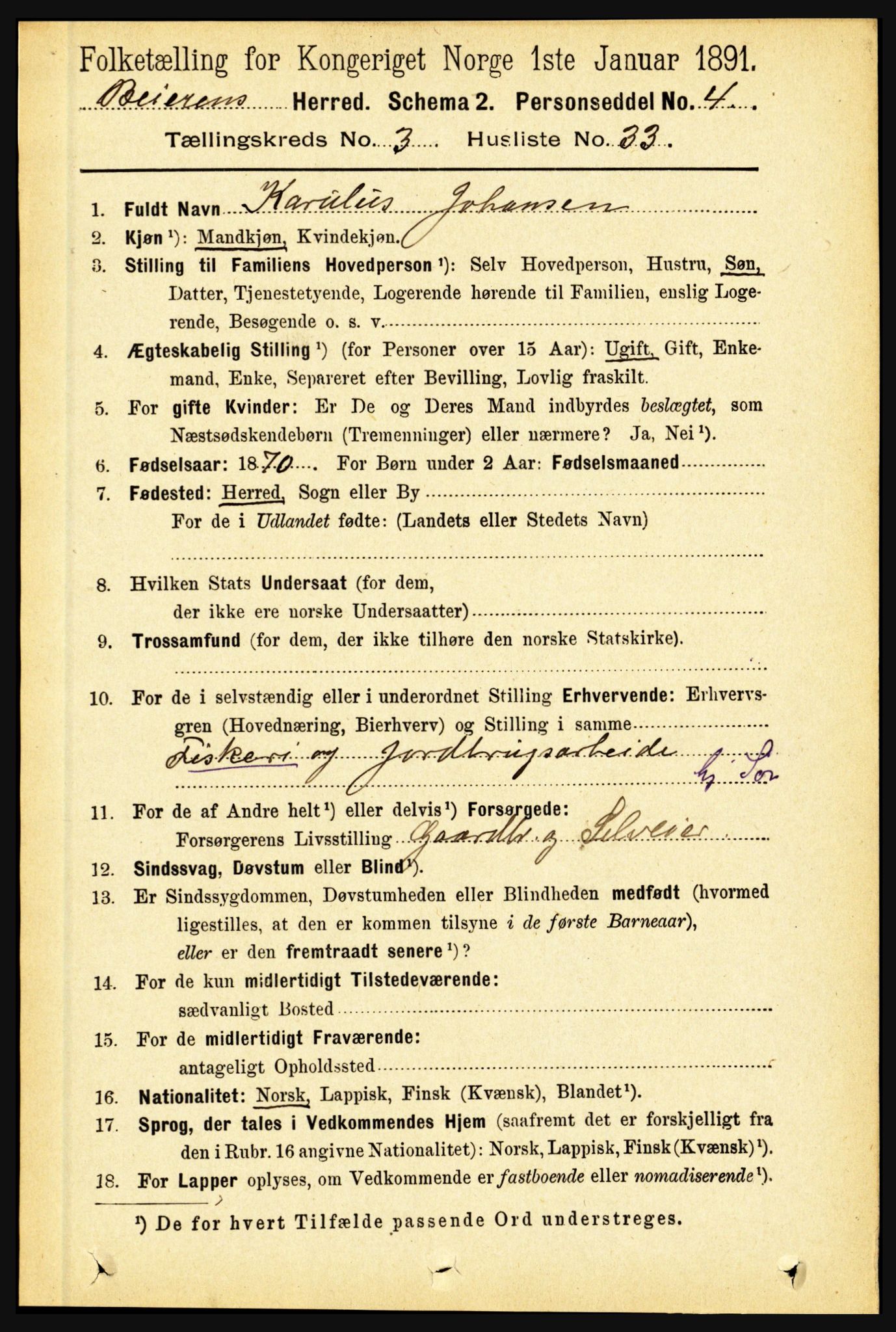 RA, Folketelling 1891 for 1839 Beiarn herred, 1891, s. 1206