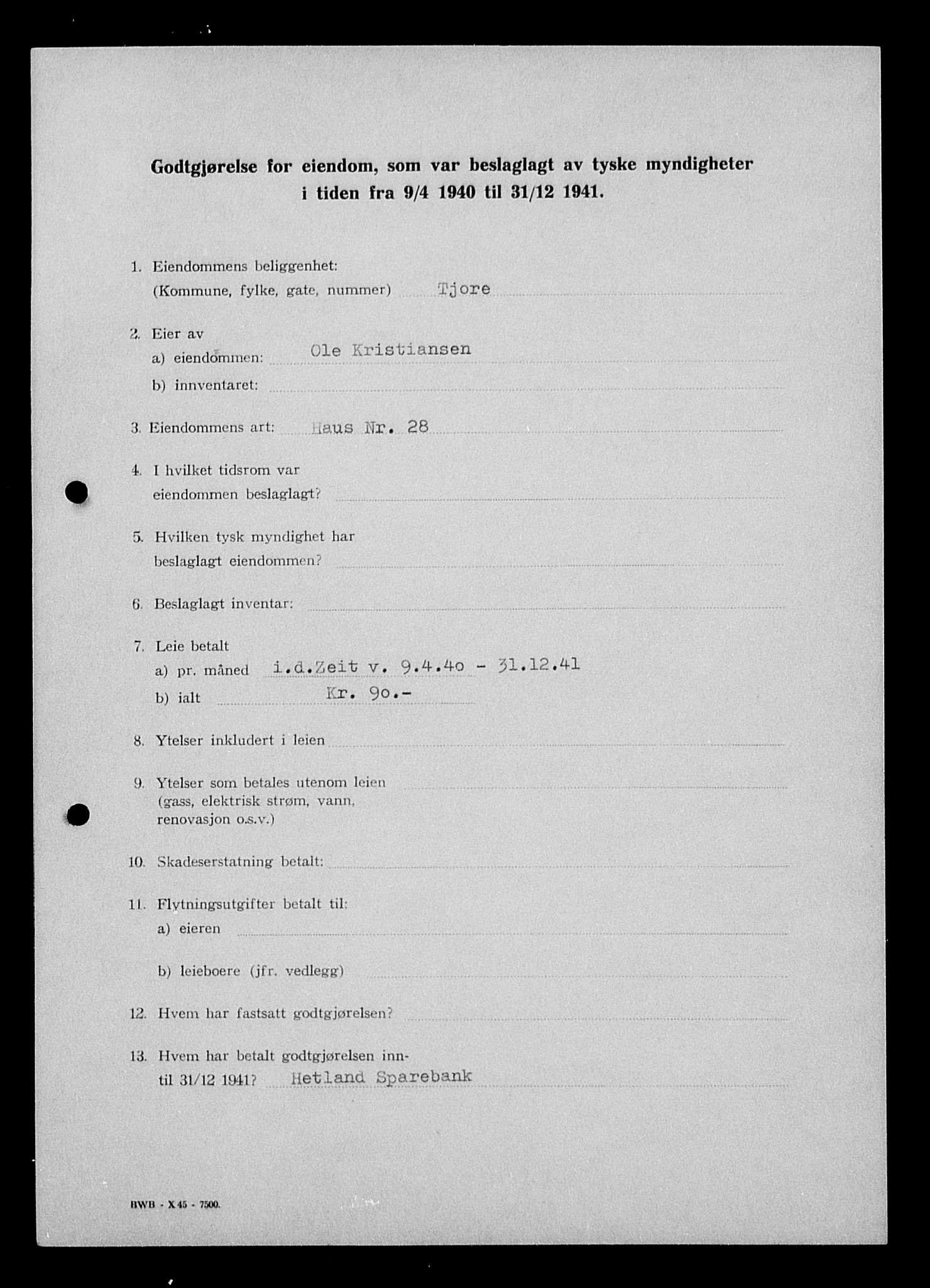 Justisdepartementet, Tilbakeføringskontoret for inndratte formuer, AV/RA-S-1564/I/L1014: Godtgjørelse for beslaglagt eiendom, 1940-1941, s. 469
