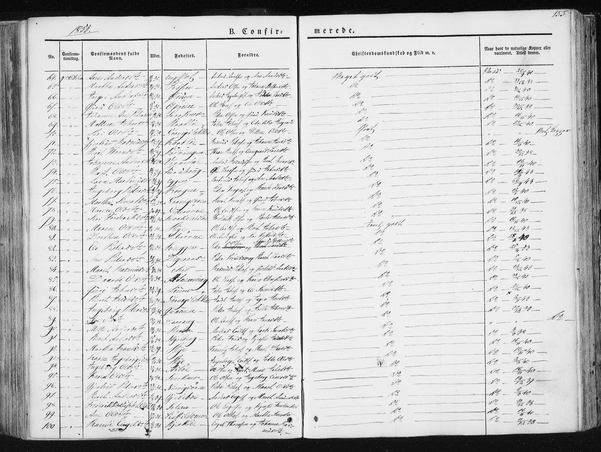 Ministerialprotokoller, klokkerbøker og fødselsregistre - Sør-Trøndelag, AV/SAT-A-1456/668/L0805: Ministerialbok nr. 668A05, 1840-1853, s. 155