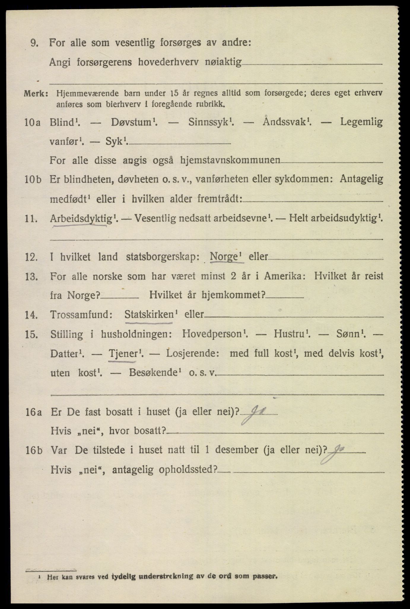 SAK, Folketelling 1920 for 0923 Fjære herred, 1920, s. 3158