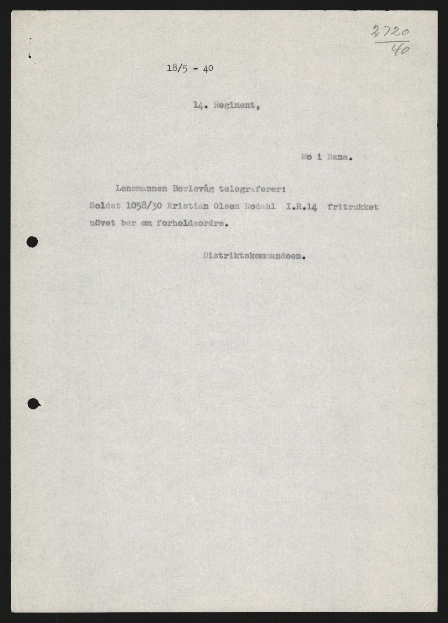 Forsvaret, Forsvarets krigshistoriske avdeling, AV/RA-RAFA-2017/Y/Yb/L0123: II-C-11-600  -  6. Divisjon med avdelinger, 1940, s. 700