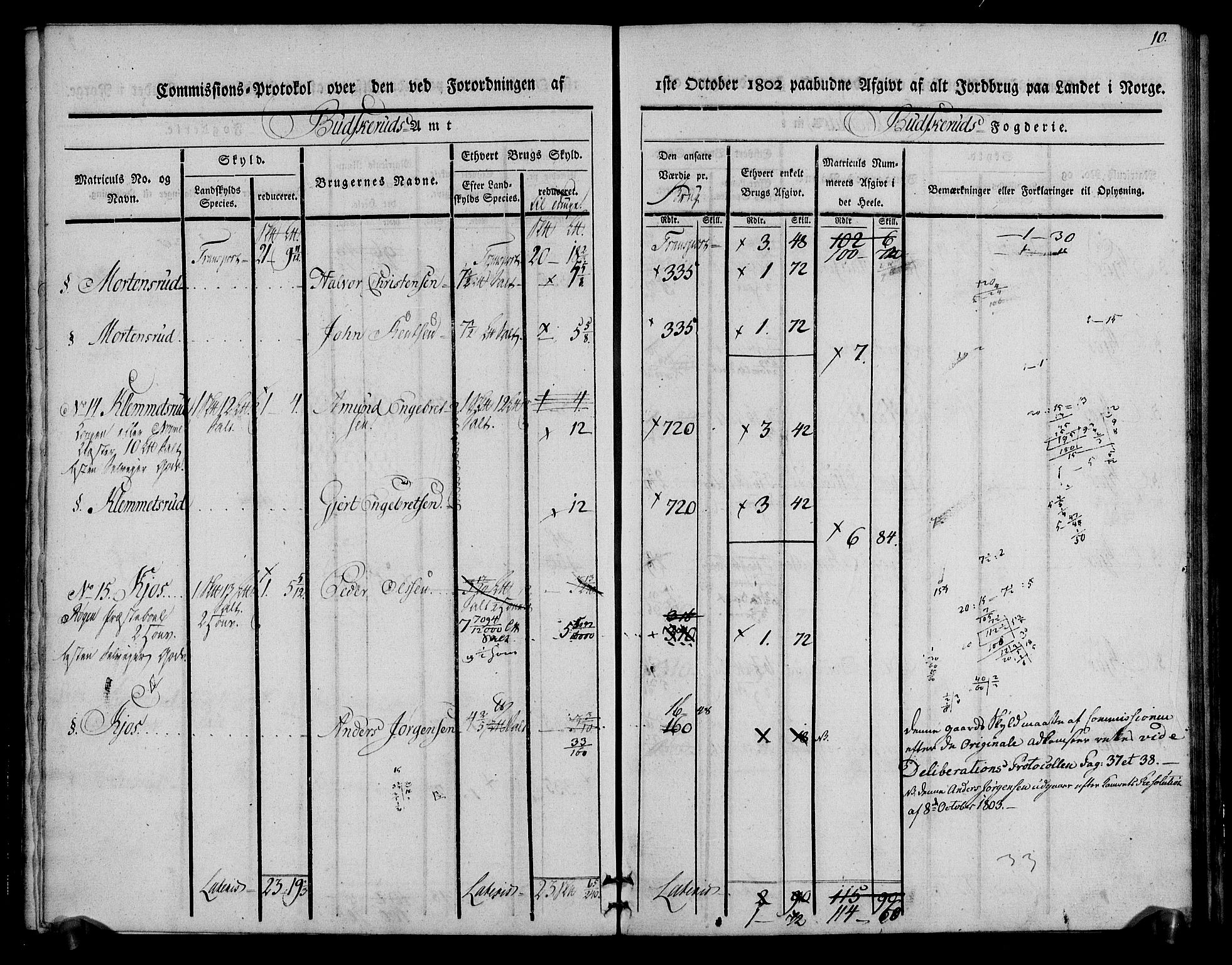 Rentekammeret inntil 1814, Realistisk ordnet avdeling, AV/RA-EA-4070/N/Ne/Nea/L0062: Buskerud fogderi. Kommisjonsprotokoll for Røyken prestegjeld, 1803, s. 10