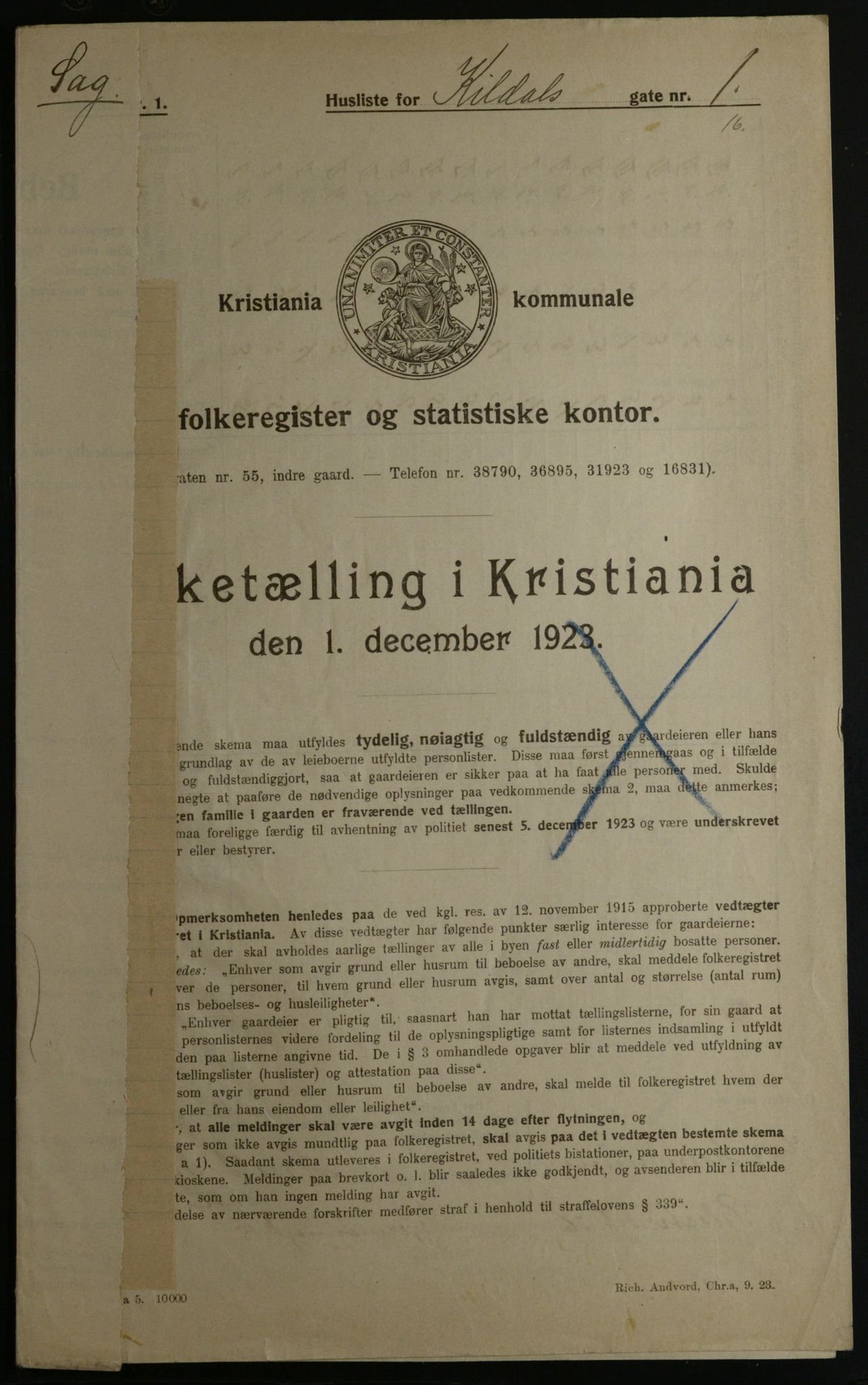 OBA, Kommunal folketelling 1.12.1923 for Kristiania, 1923, s. 83279