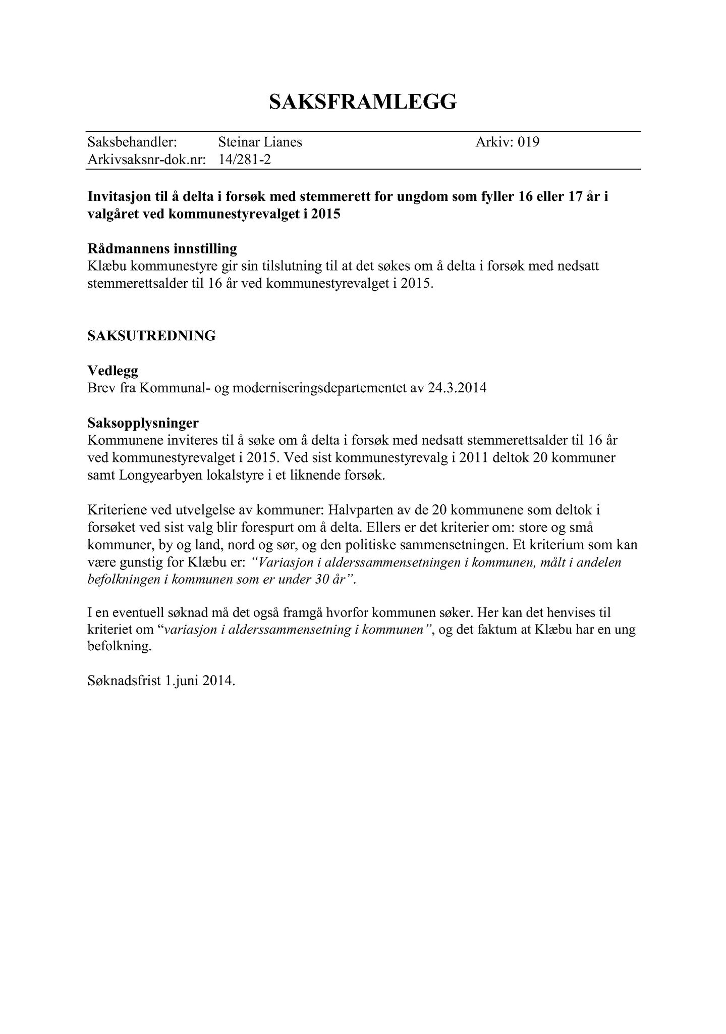 Klæbu Kommune, TRKO/KK/01-KS/L007: Kommunestyret - Møtedokumenter, 2014, s. 1310