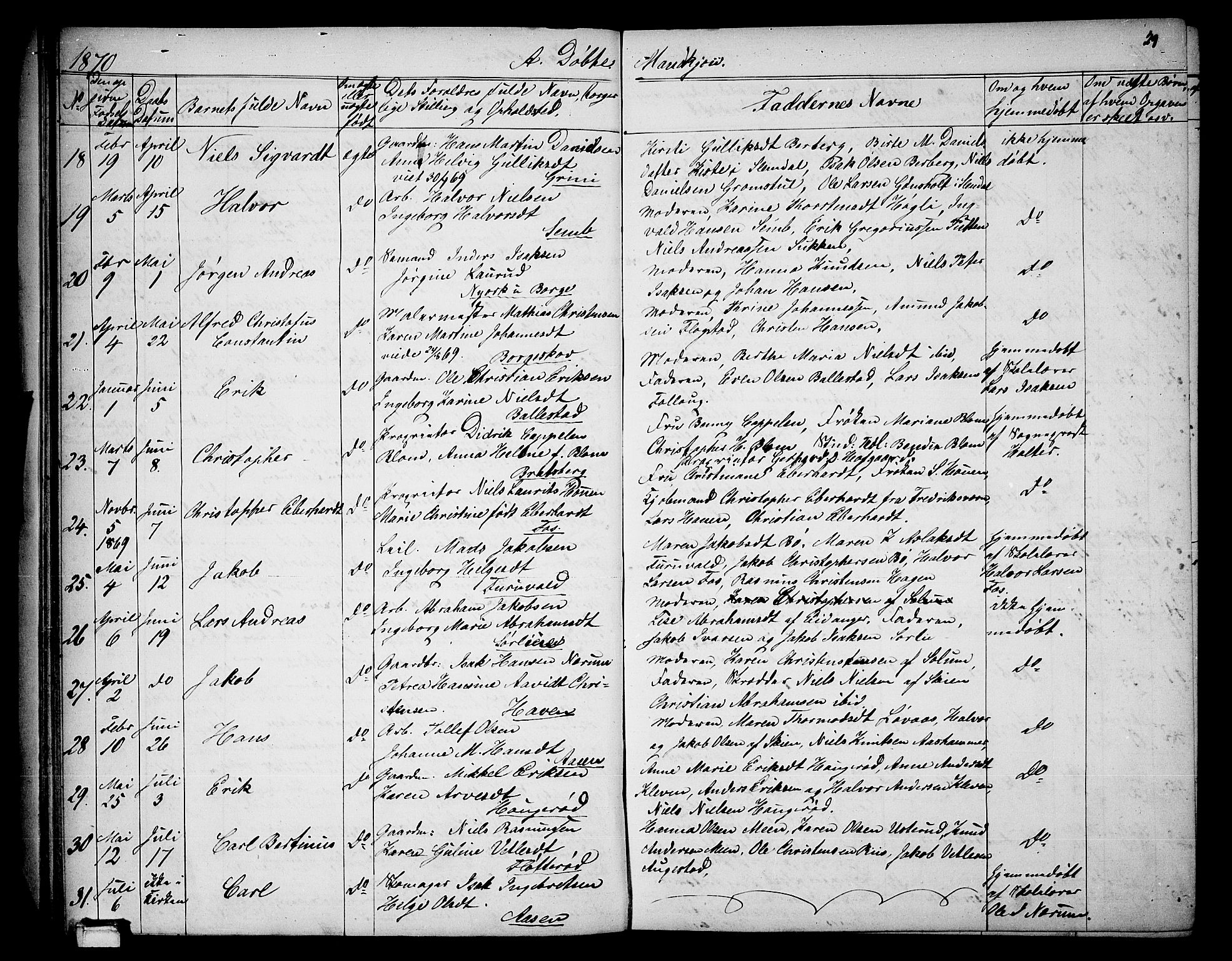 Gjerpen kirkebøker, AV/SAKO-A-265/G/Ga/L0001: Klokkerbok nr. I 1, 1864-1882, s. 29