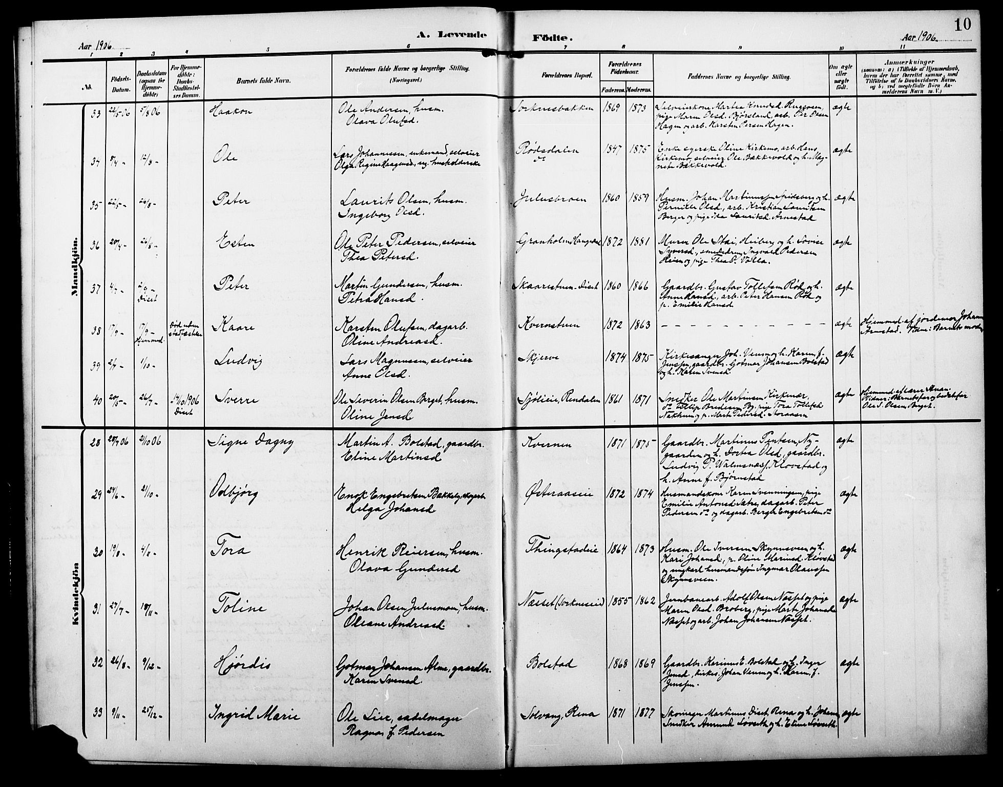 Åmot prestekontor, Hedmark, AV/SAH-PREST-056/H/Ha/Hab/L0004: Klokkerbok nr. 4, 1905-1920, s. 10