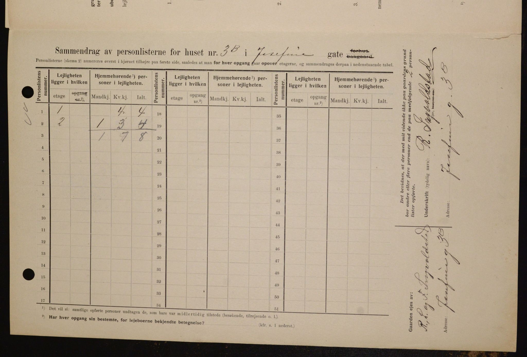 OBA, Kommunal folketelling 1.2.1909 for Kristiania kjøpstad, 1909, s. 43224