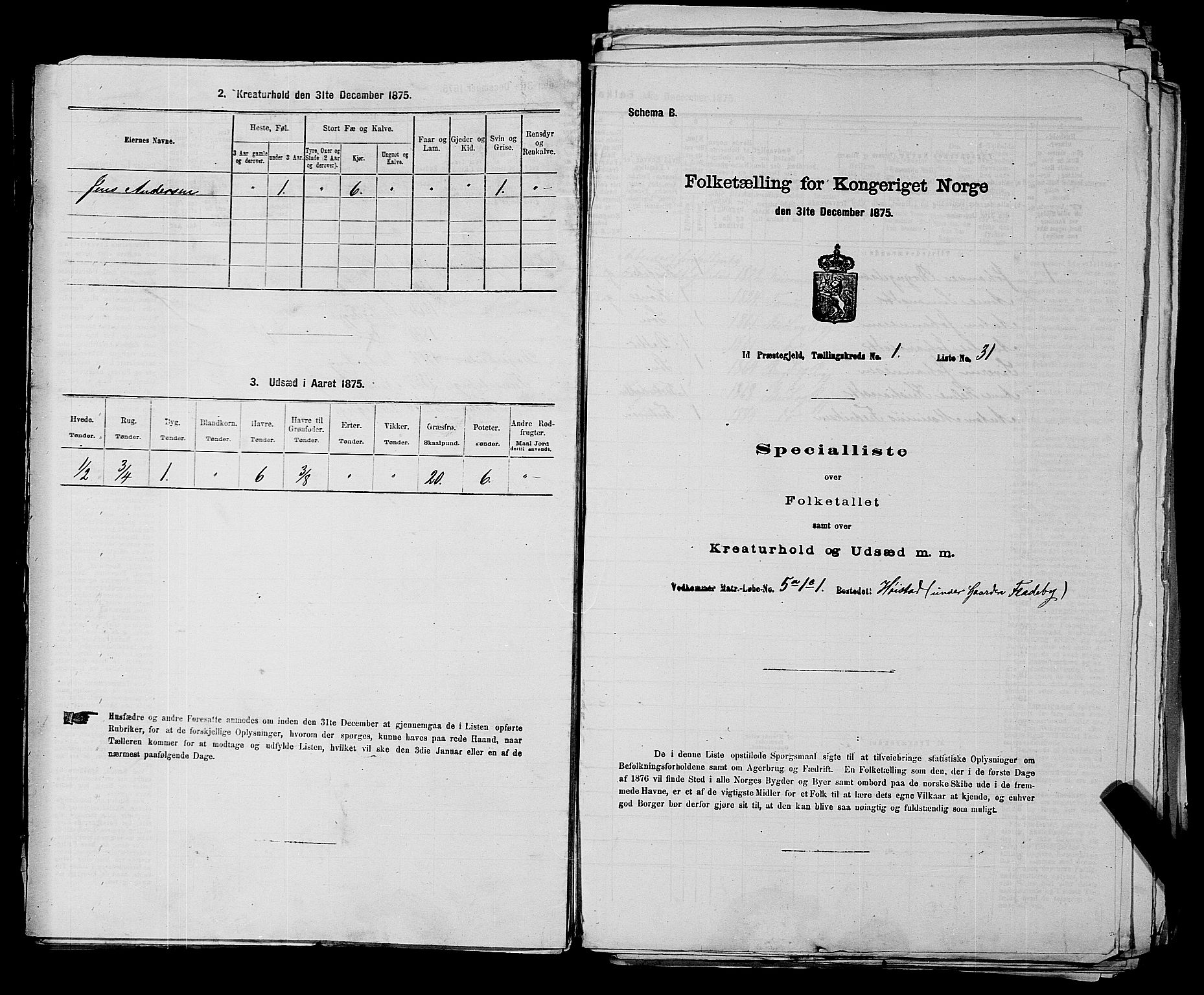 RA, Folketelling 1875 for 0117P Idd prestegjeld, 1875, s. 75