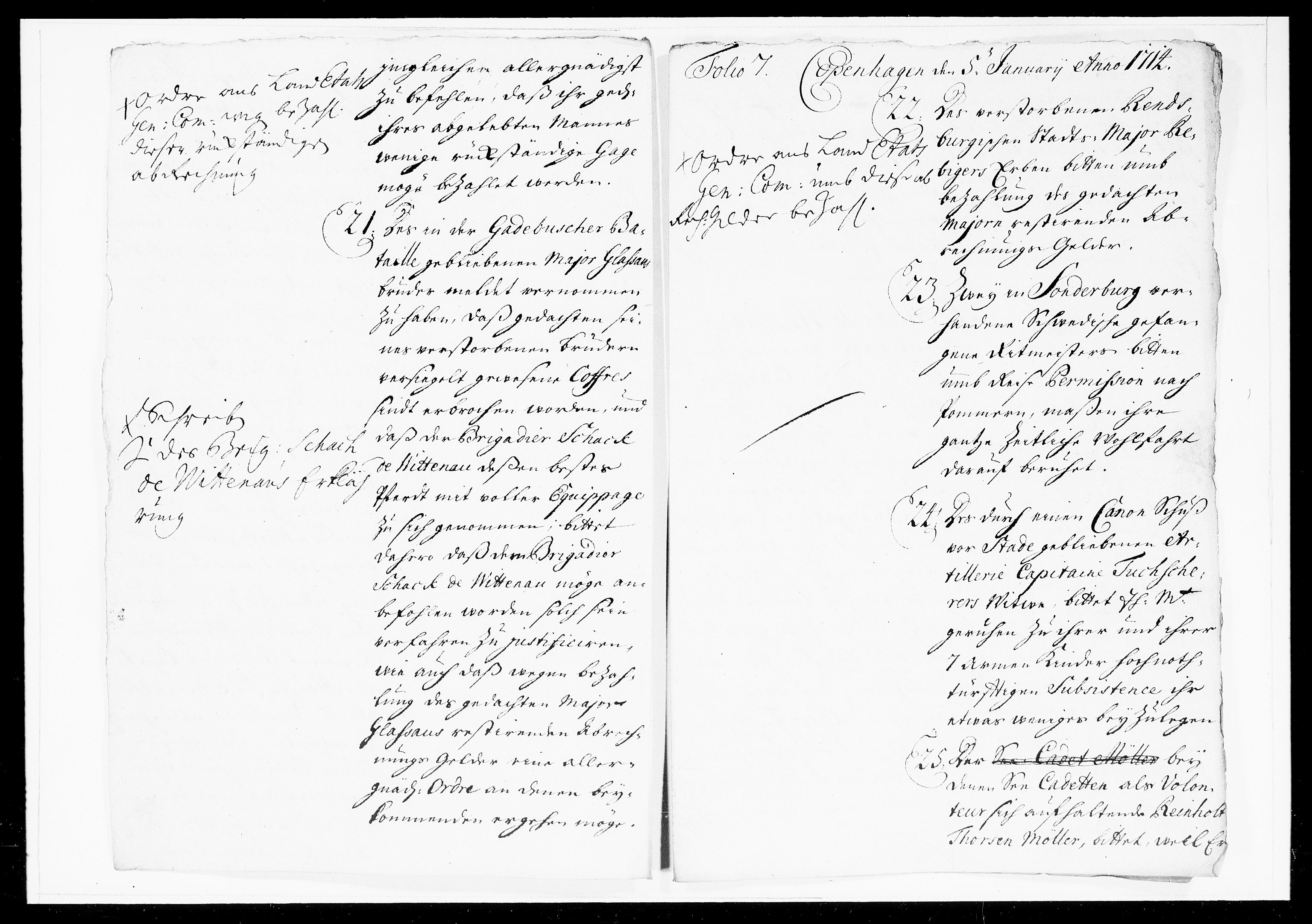 Krigskollegiet, Krigskancelliet, DRA/A-0006/-/1003-1013: Refererede sager, 1714, s. 23