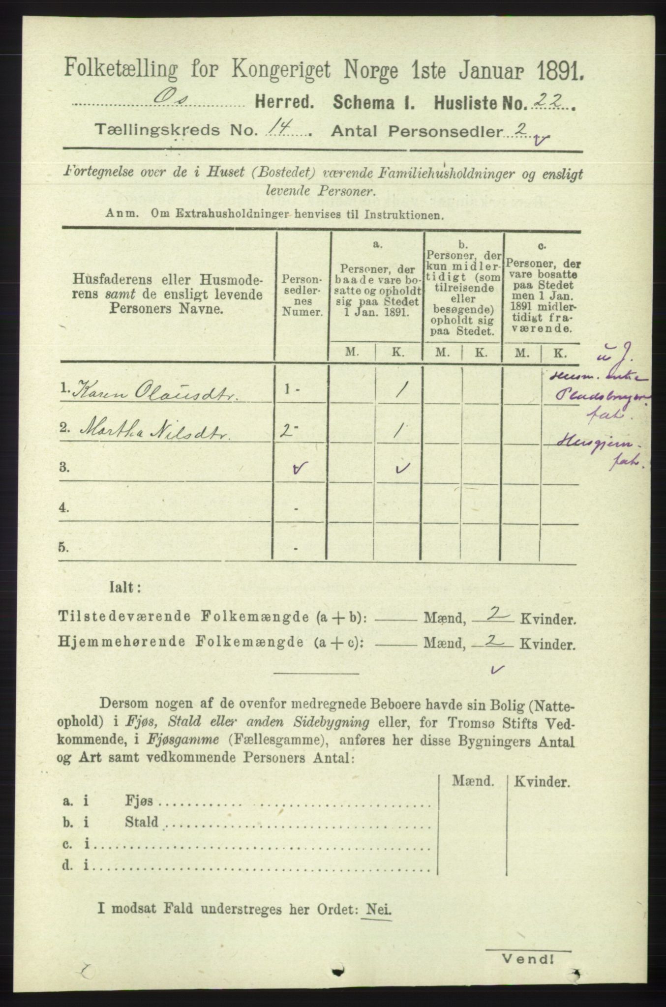 RA, Folketelling 1891 for 1243 Os herred, 1891, s. 3079