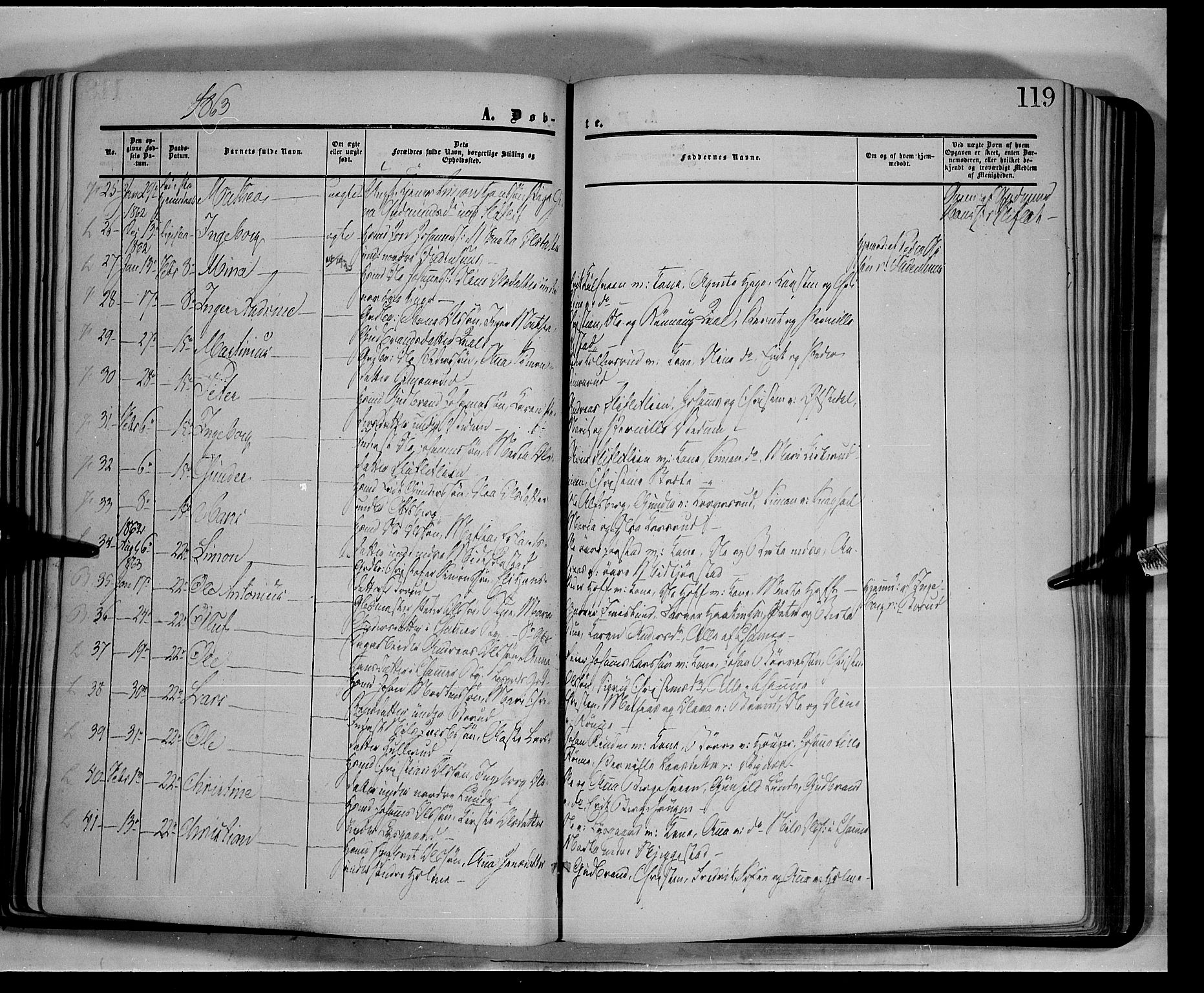 Fåberg prestekontor, AV/SAH-PREST-086/H/Ha/Haa/L0006: Ministerialbok nr. 6A, 1855-1867, s. 119