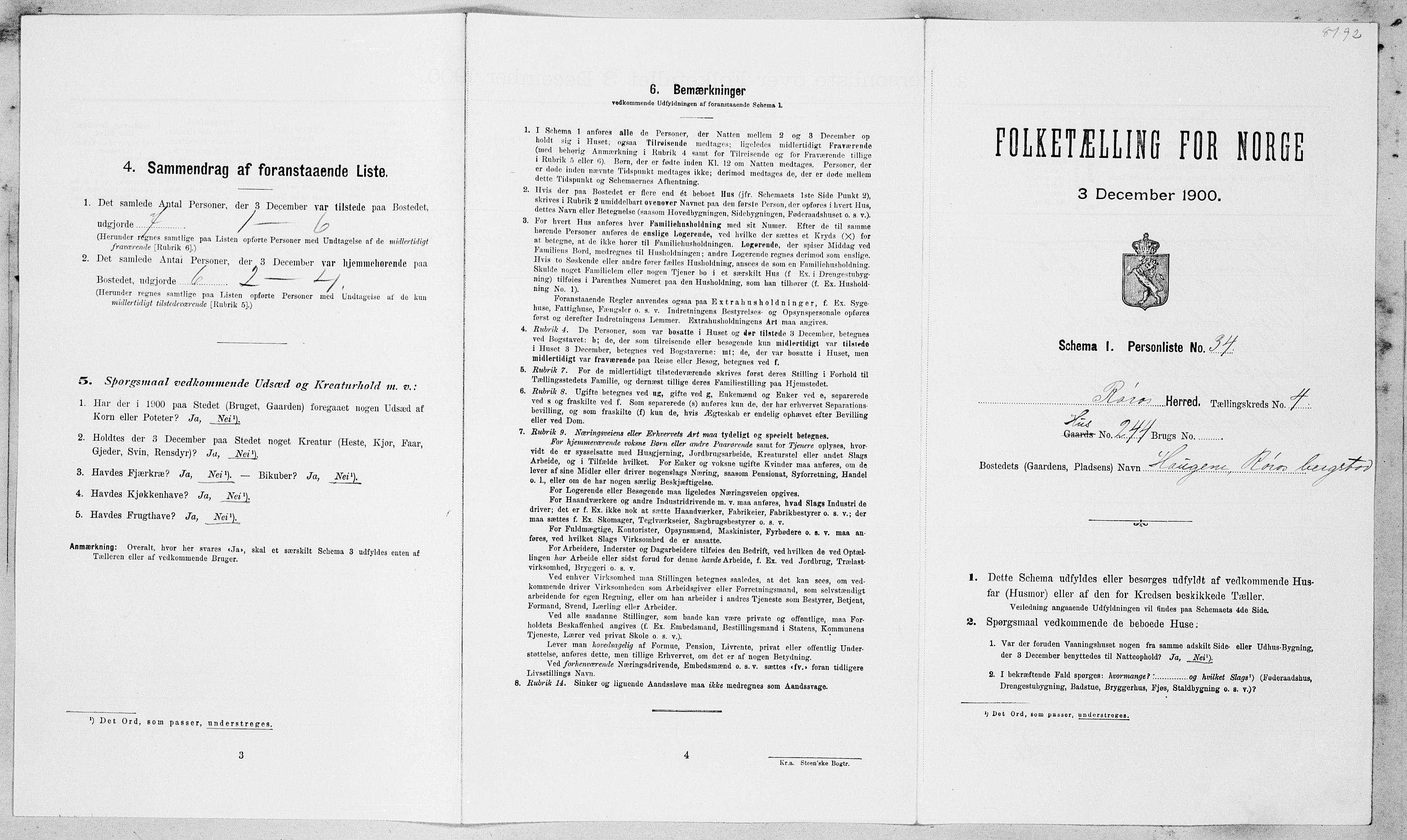 SAT, Folketelling 1900 for 1640 Røros herred, 1900, s. 522