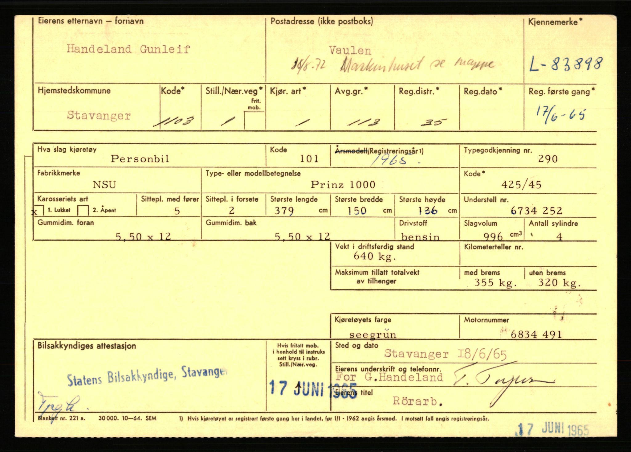 Stavanger trafikkstasjon, SAST/A-101942/0/F/L0072: L-82200 - L-84099, 1930-1971, s. 1953