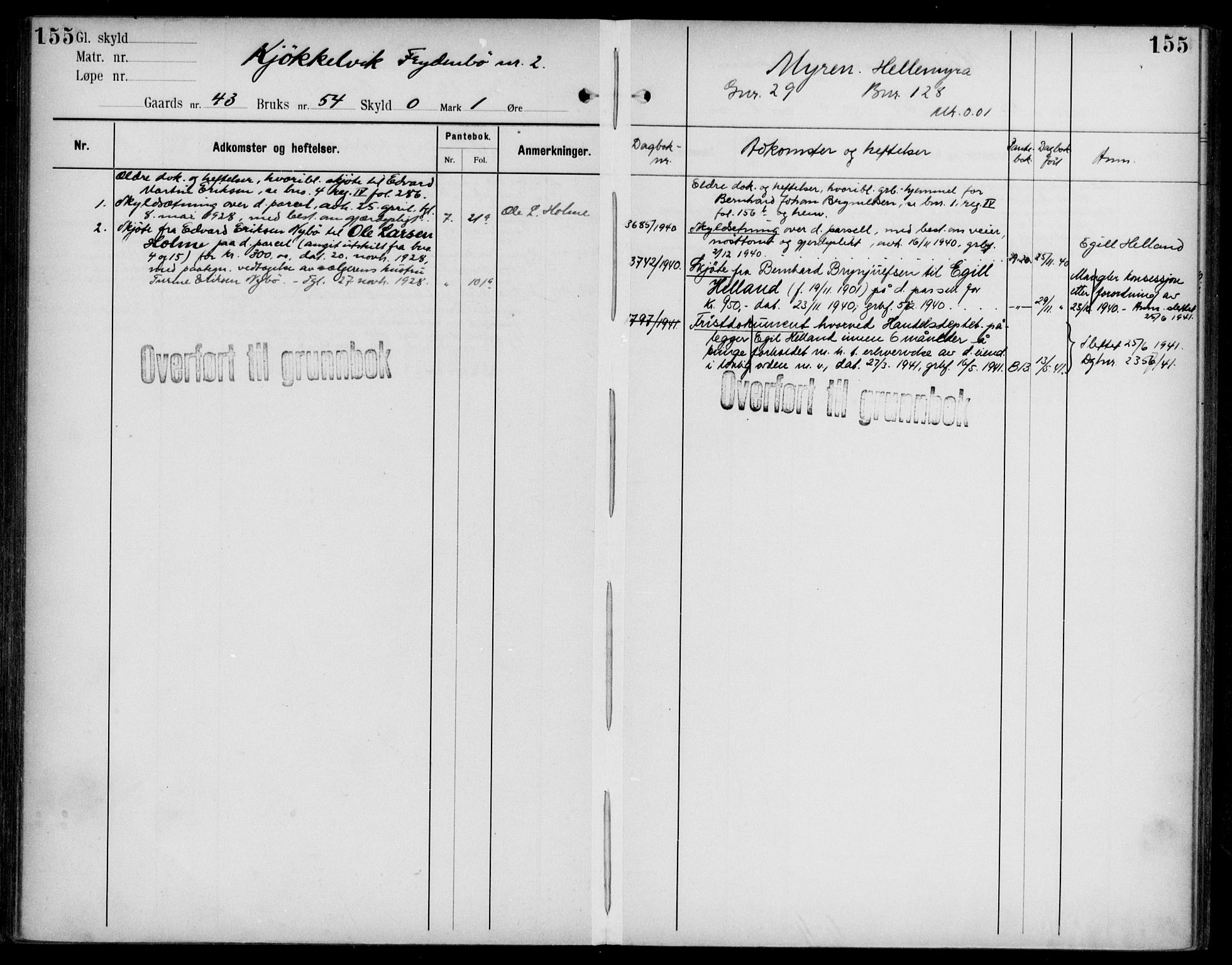 Midhordland sorenskriveri, AV/SAB-A-3001/1/G/Ga/Gab/L0108: Panteregister nr. II.A.b.108, s. 155