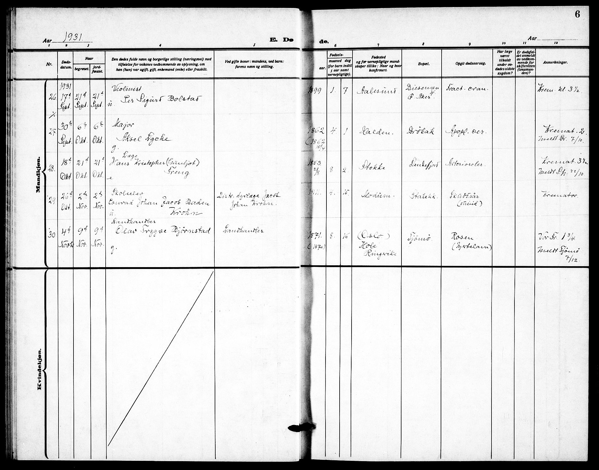 Garnisonsmenigheten Kirkebøker, AV/SAO-A-10846/F/Fa/L0020: Ministerialbok nr. 20, 1930-1938, s. 6