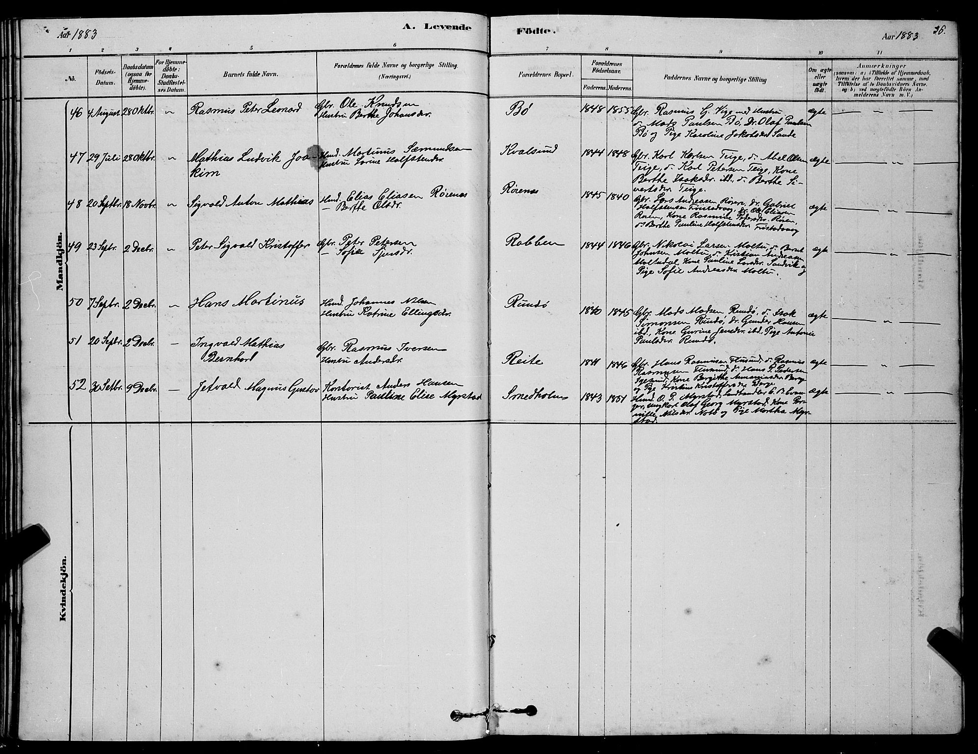 Ministerialprotokoller, klokkerbøker og fødselsregistre - Møre og Romsdal, AV/SAT-A-1454/507/L0081: Klokkerbok nr. 507C04, 1878-1898, s. 36