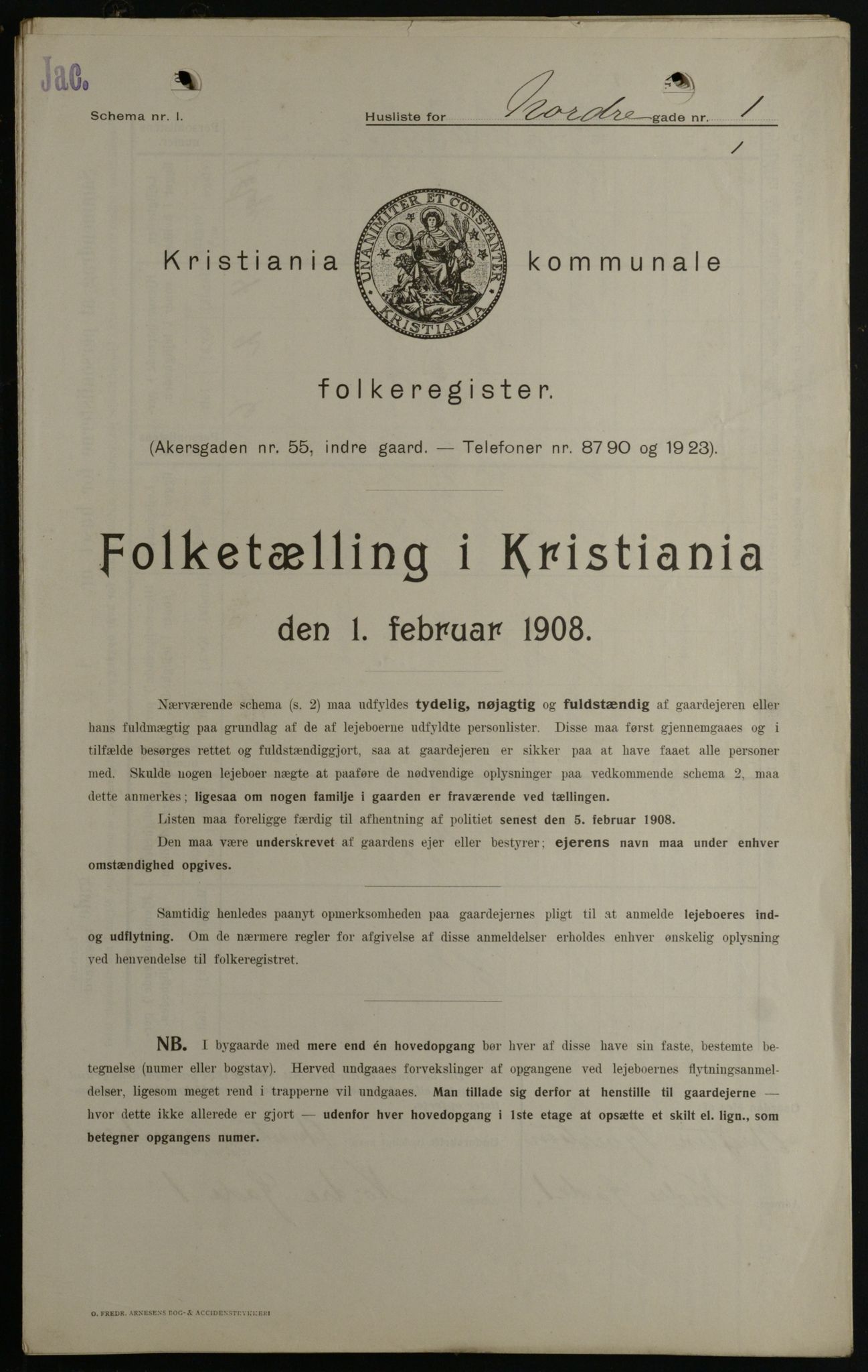 OBA, Kommunal folketelling 1.2.1908 for Kristiania kjøpstad, 1908, s. 65616