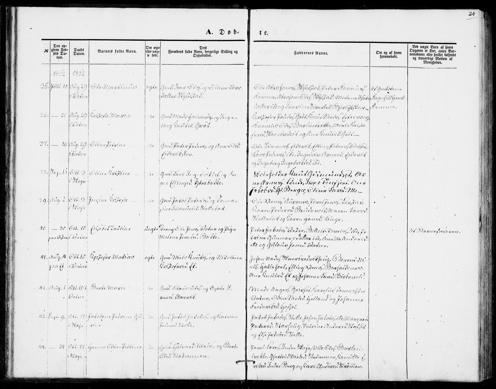 Ministerialprotokoller, klokkerbøker og fødselsregistre - Møre og Romsdal, SAT/A-1454/524/L0353: Ministerialbok nr. 524A05, 1848-1856, s. 24