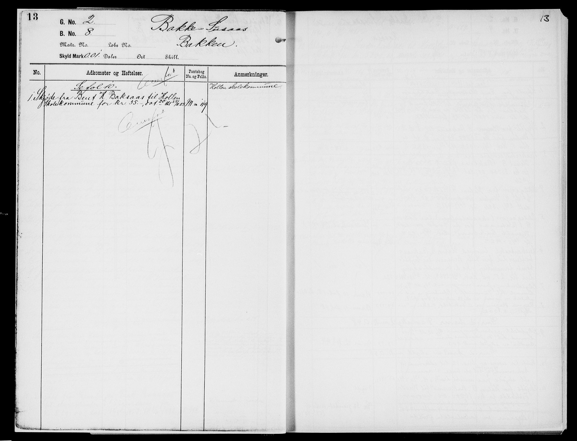 Nedre Telemark sorenskriveri, AV/SAKO-A-135/G/Gb/Gbg/L0001: Panteregister nr. VII 1, s. 13