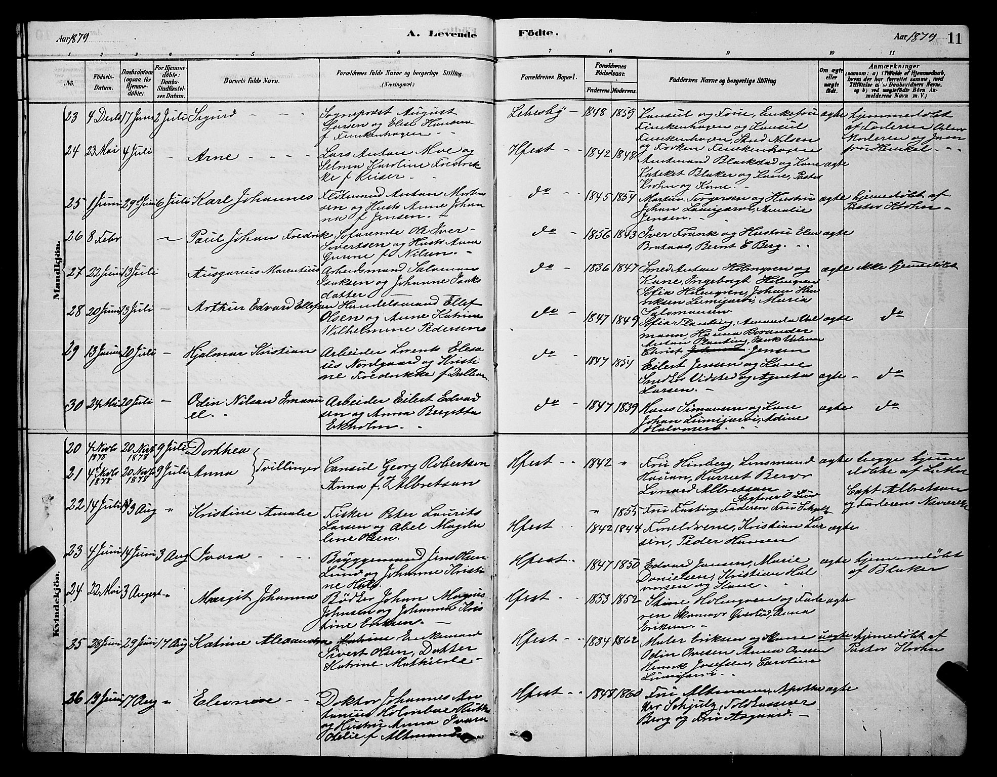 Hammerfest sokneprestkontor, AV/SATØ-S-1347/H/Hb/L0006.klokk: Klokkerbok nr. 6, 1876-1884, s. 11