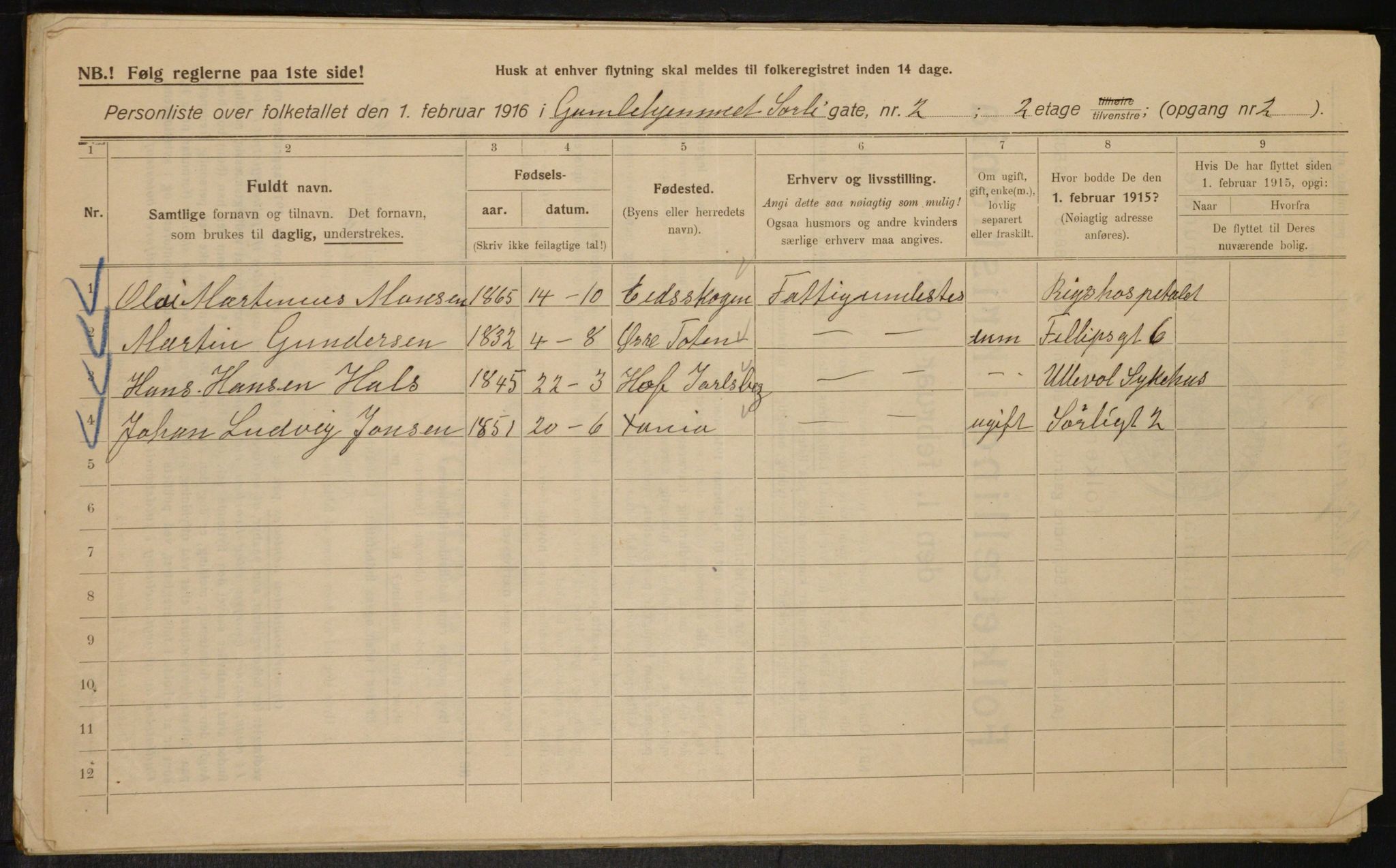 OBA, Kommunal folketelling 1.2.1916 for Kristiania, 1916, s. 109414