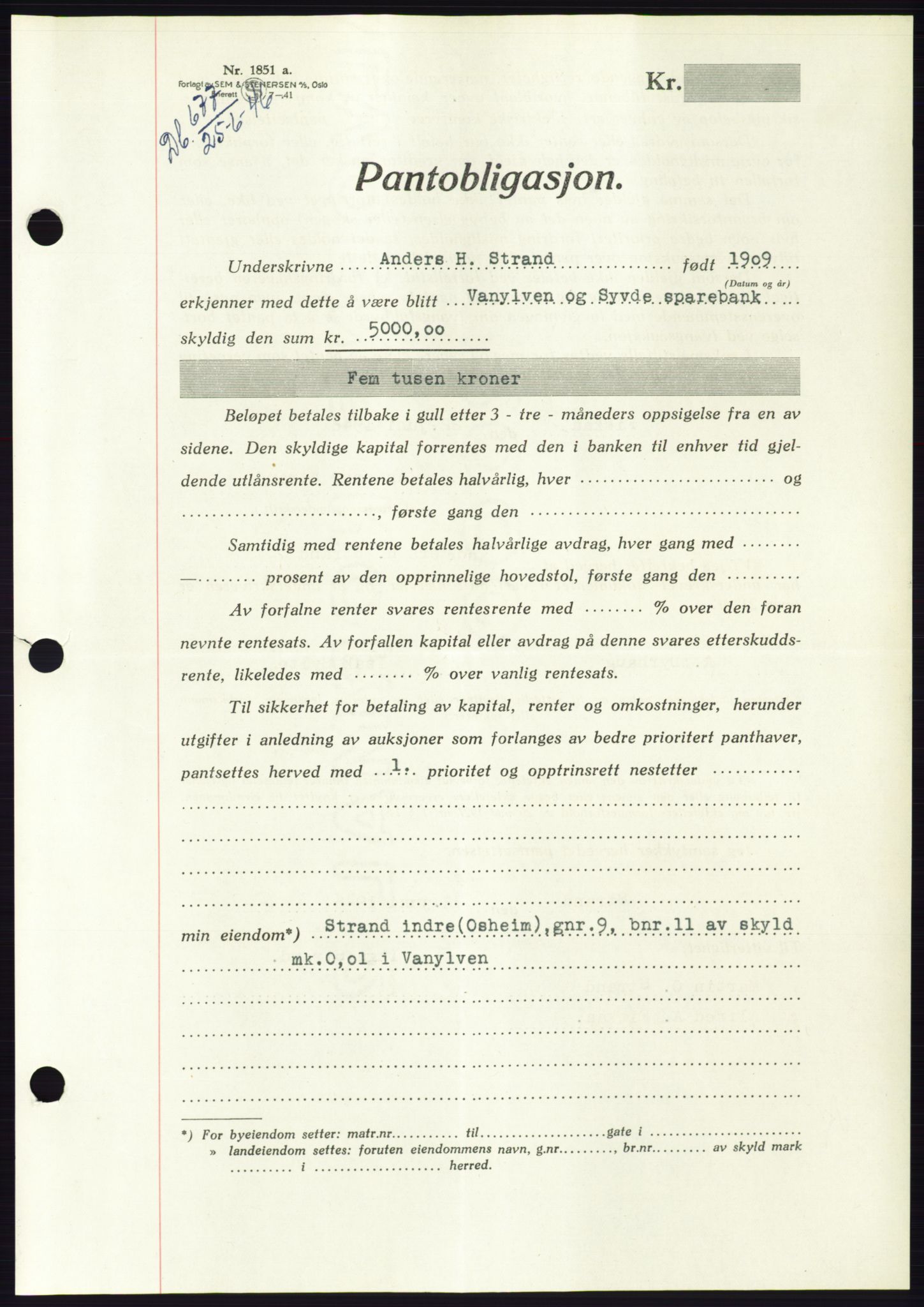 Søre Sunnmøre sorenskriveri, AV/SAT-A-4122/1/2/2C/L0114: Pantebok nr. 1-2B, 1943-1947, Dagboknr: 677/1946