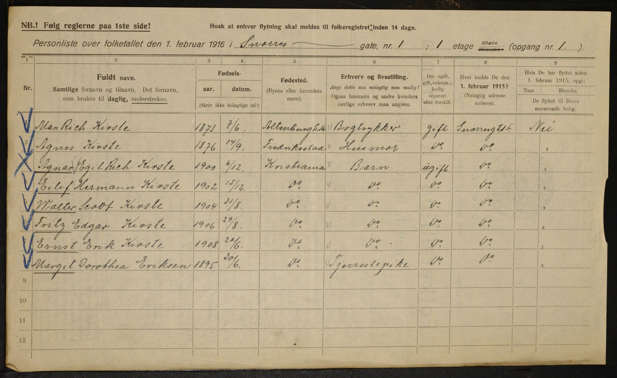 OBA, Kommunal folketelling 1.2.1916 for Kristiania, 1916, s. 100588