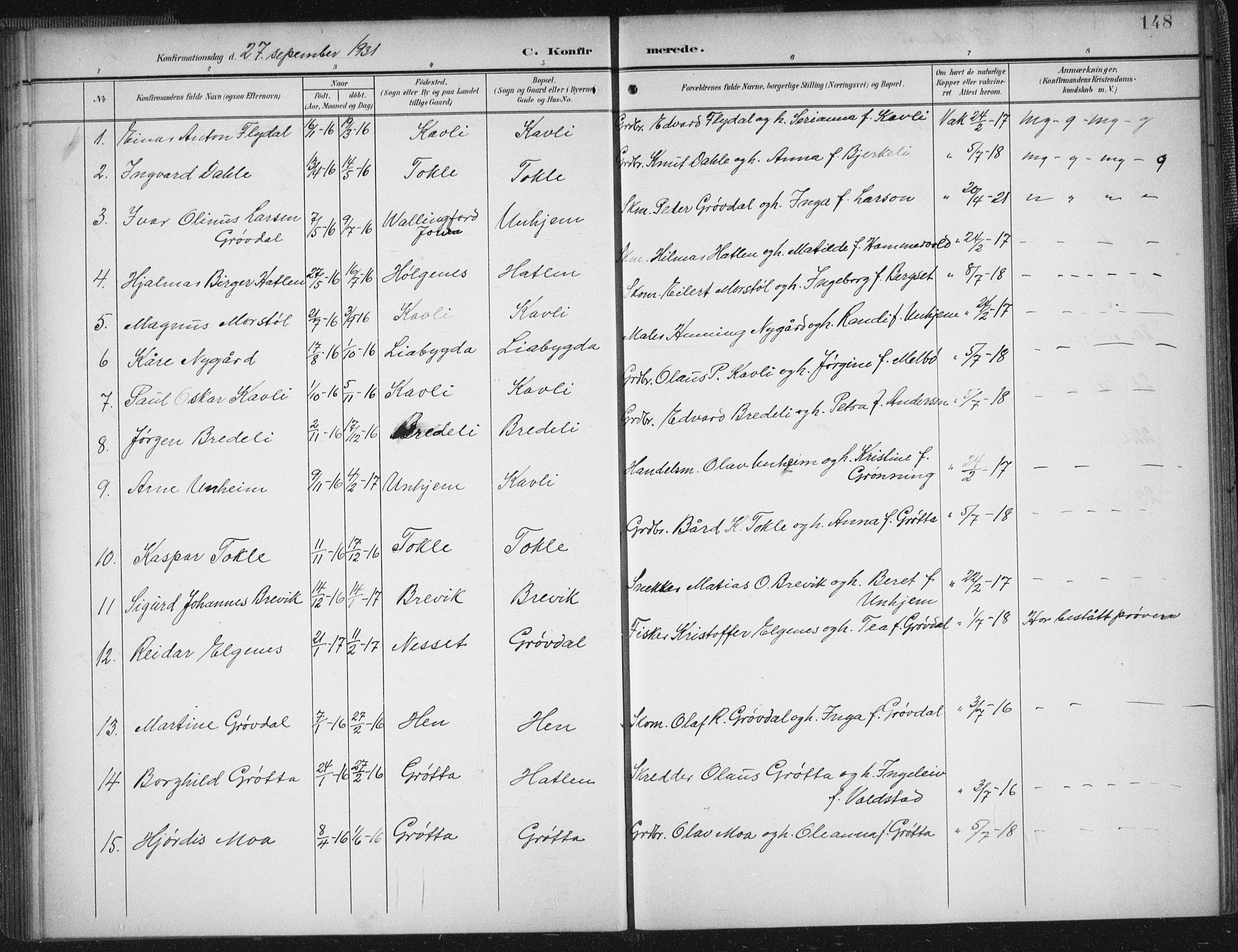 Ministerialprotokoller, klokkerbøker og fødselsregistre - Møre og Romsdal, AV/SAT-A-1454/545/L0589: Klokkerbok nr. 545C03, 1902-1937, s. 148