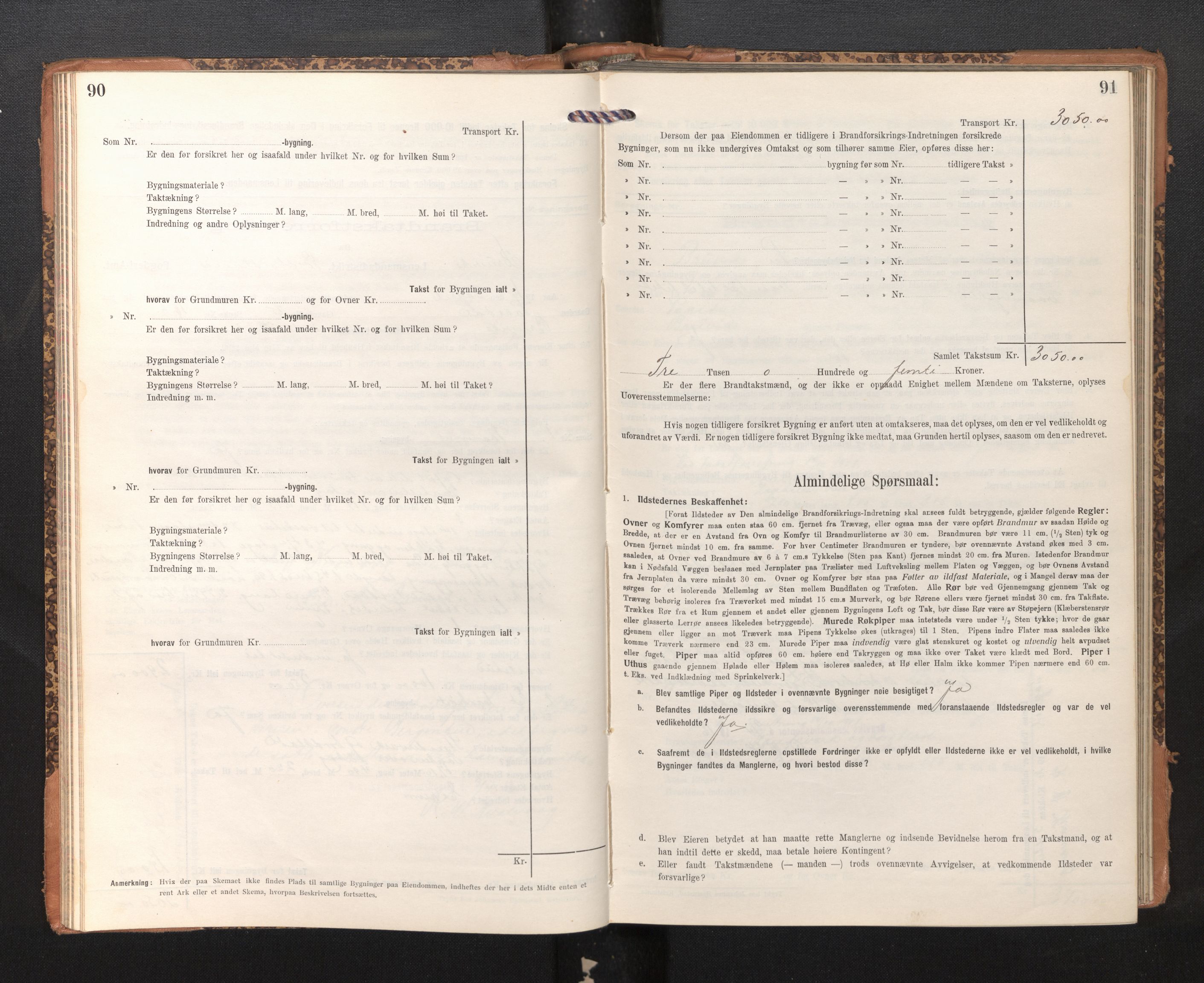 Lensmannen i Bruvik, AV/SAB-A-31301/0012/L0008: Branntakstprotokoll, skjematakst, 1914-1919, s. 90-91