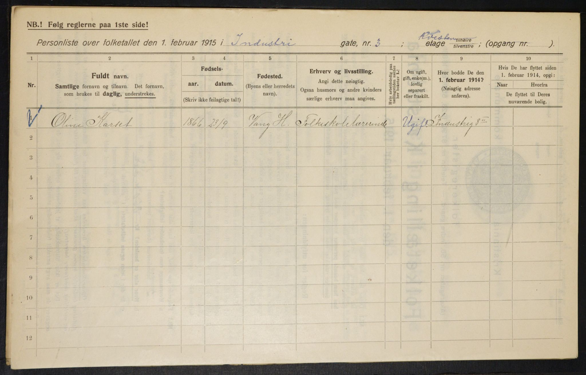 OBA, Kommunal folketelling 1.2.1915 for Kristiania, 1915, s. 42670