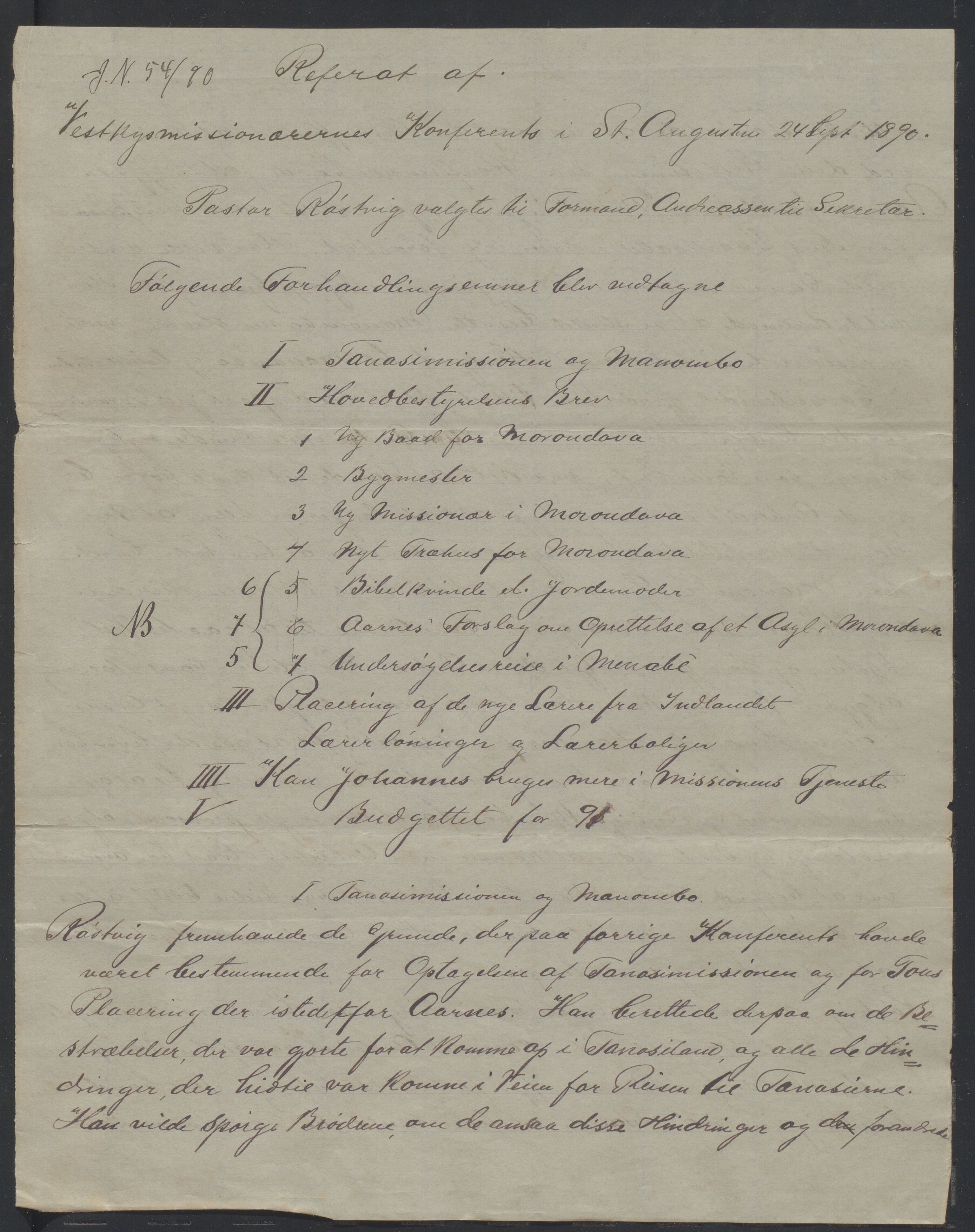 Det Norske Misjonsselskap - hovedadministrasjonen, VID/MA-A-1045/D/Da/Daa/L0038/0003: Konferansereferat og årsberetninger / Konferansereferat fra Vest-Madagaskar., 1890