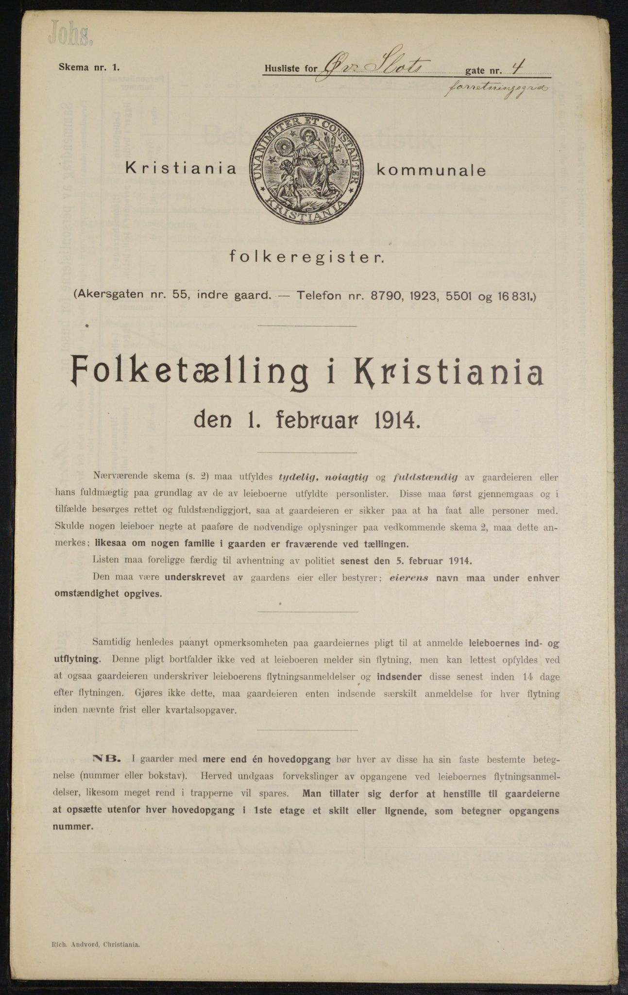 OBA, Kommunal folketelling 1.2.1914 for Kristiania, 1914, s. 130951