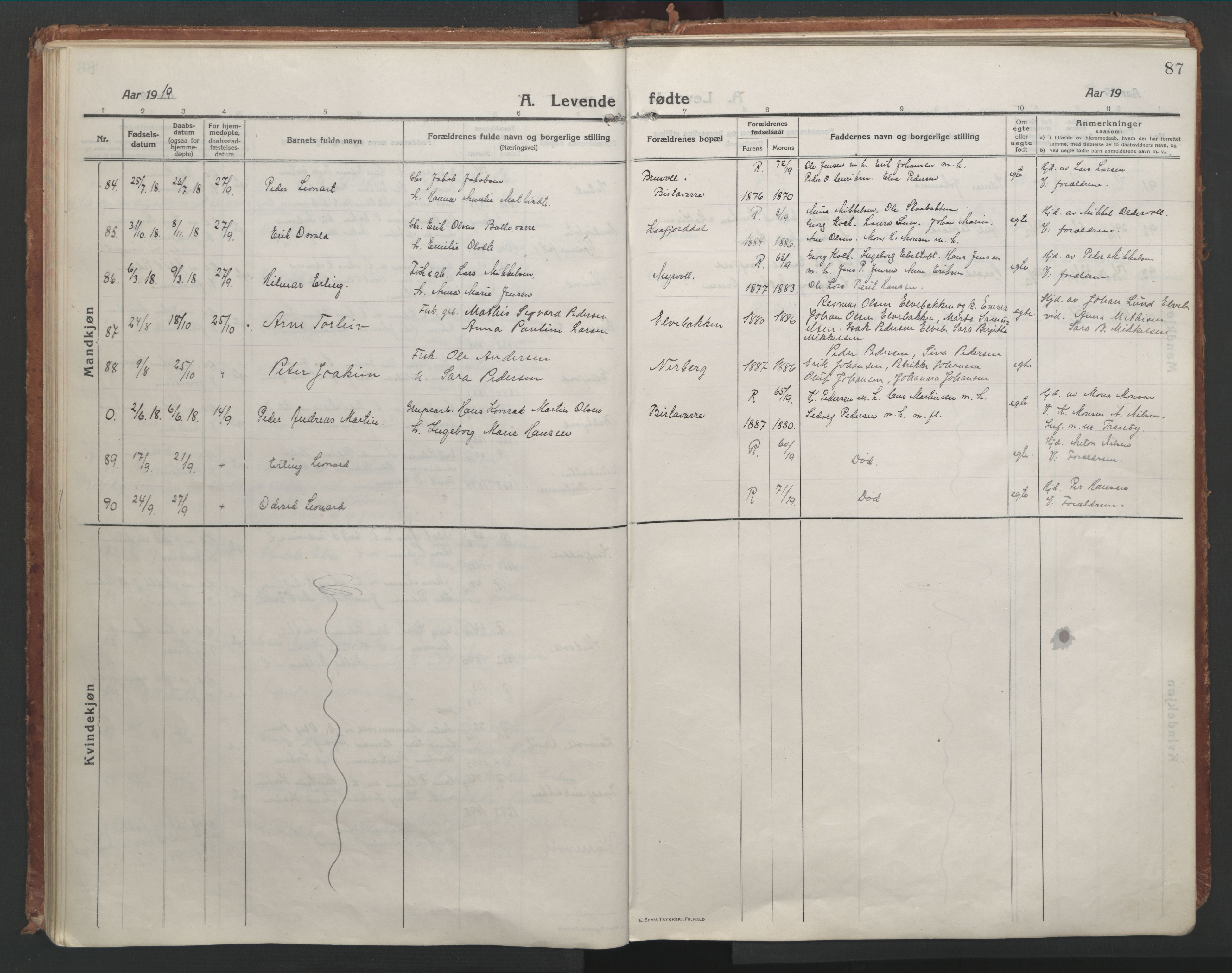 Lyngen sokneprestembete, AV/SATØ-S-1289/H/He/Hea/L0012kirke: Ministerialbok nr. 12, 1914-1923, s. 87