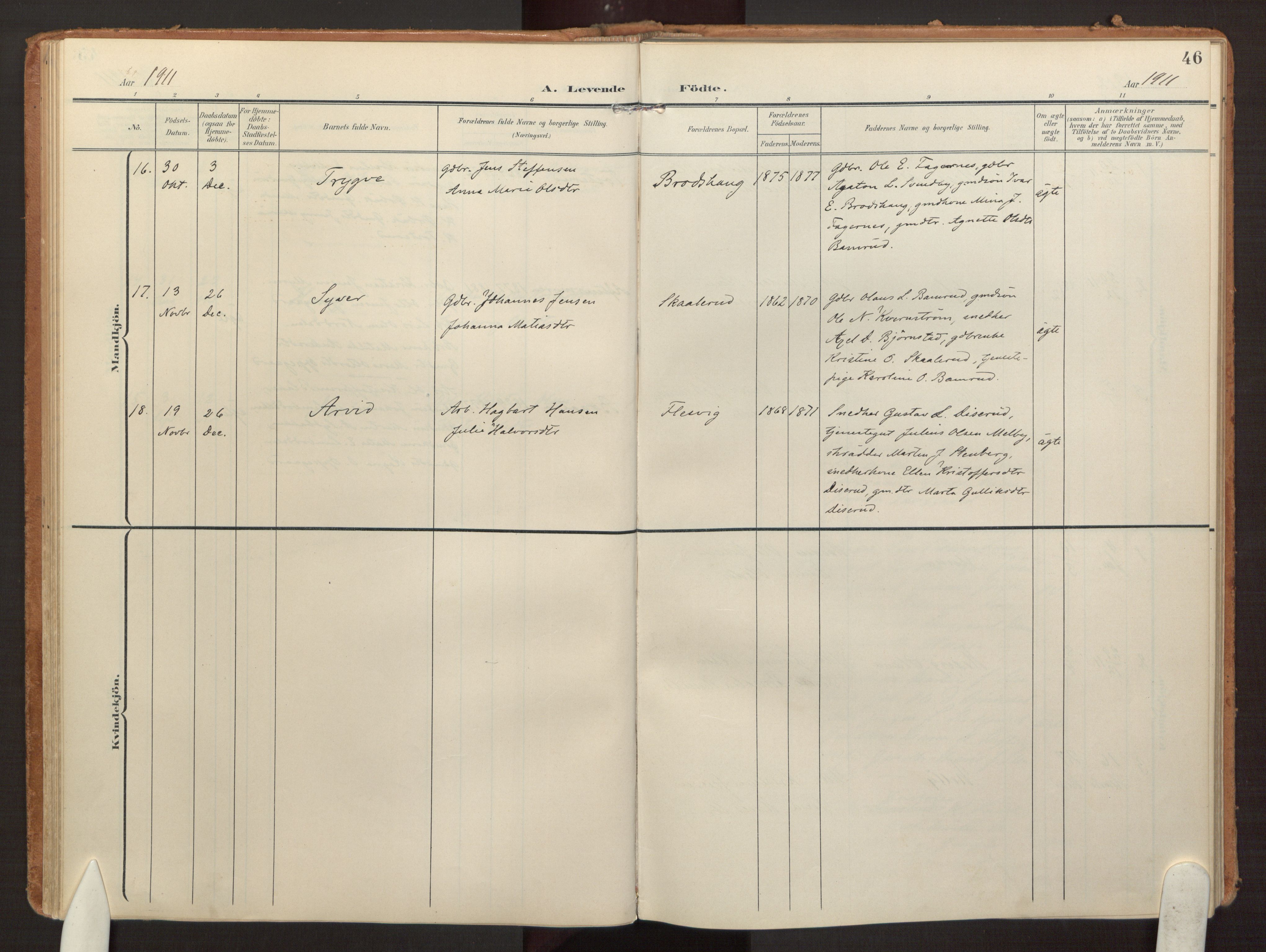 Hurdal prestekontor Kirkebøker, AV/SAO-A-10889/F/Fb/L0004: Ministerialbok nr. II 4, 1902-1924, s. 46