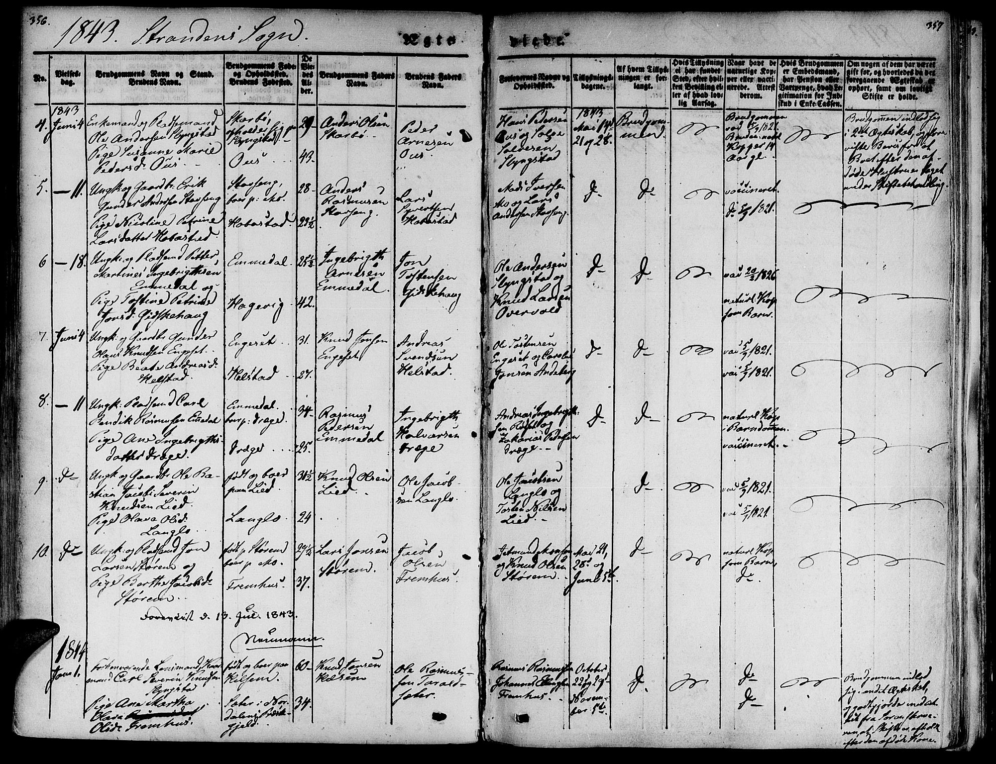 Ministerialprotokoller, klokkerbøker og fødselsregistre - Møre og Romsdal, SAT/A-1454/520/L0274: Ministerialbok nr. 520A04, 1827-1864, s. 356-357