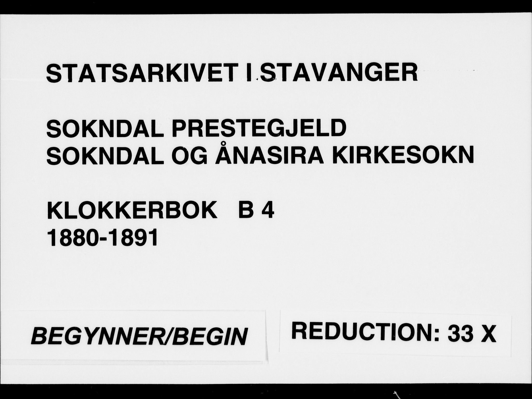 Sokndal sokneprestkontor, SAST/A-101808: Klokkerbok nr. B 4, 1880-1891
