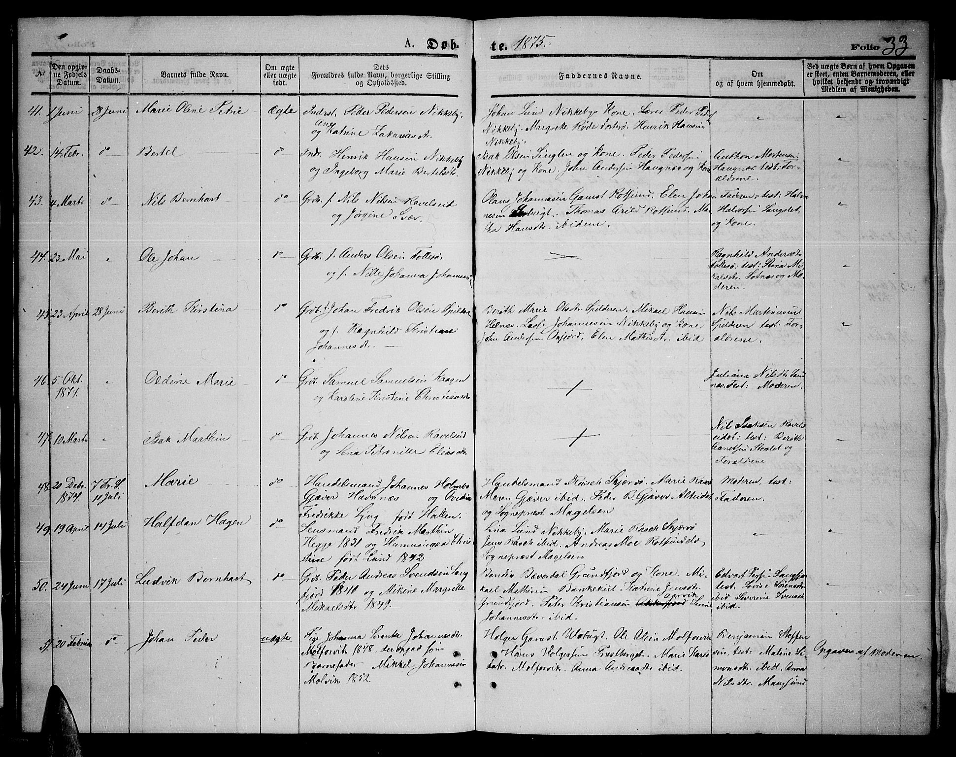 Skjervøy sokneprestkontor, AV/SATØ-S-1300/H/Ha/Hab/L0005klokker: Klokkerbok nr. 5, 1871-1877, s. 33