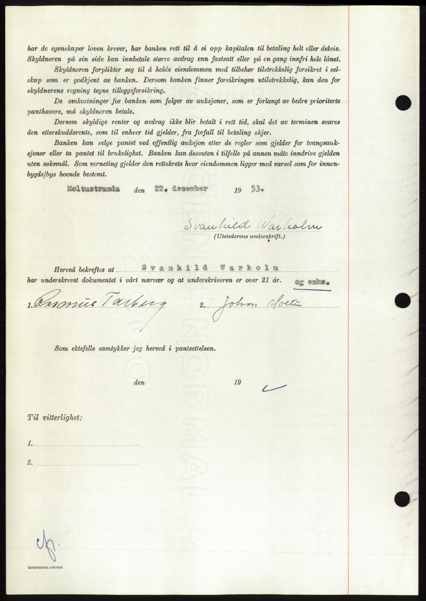 Søre Sunnmøre sorenskriveri, AV/SAT-A-4122/1/2/2C/L0124: Pantebok nr. 12B, 1953-1954, Dagboknr: 228/1954