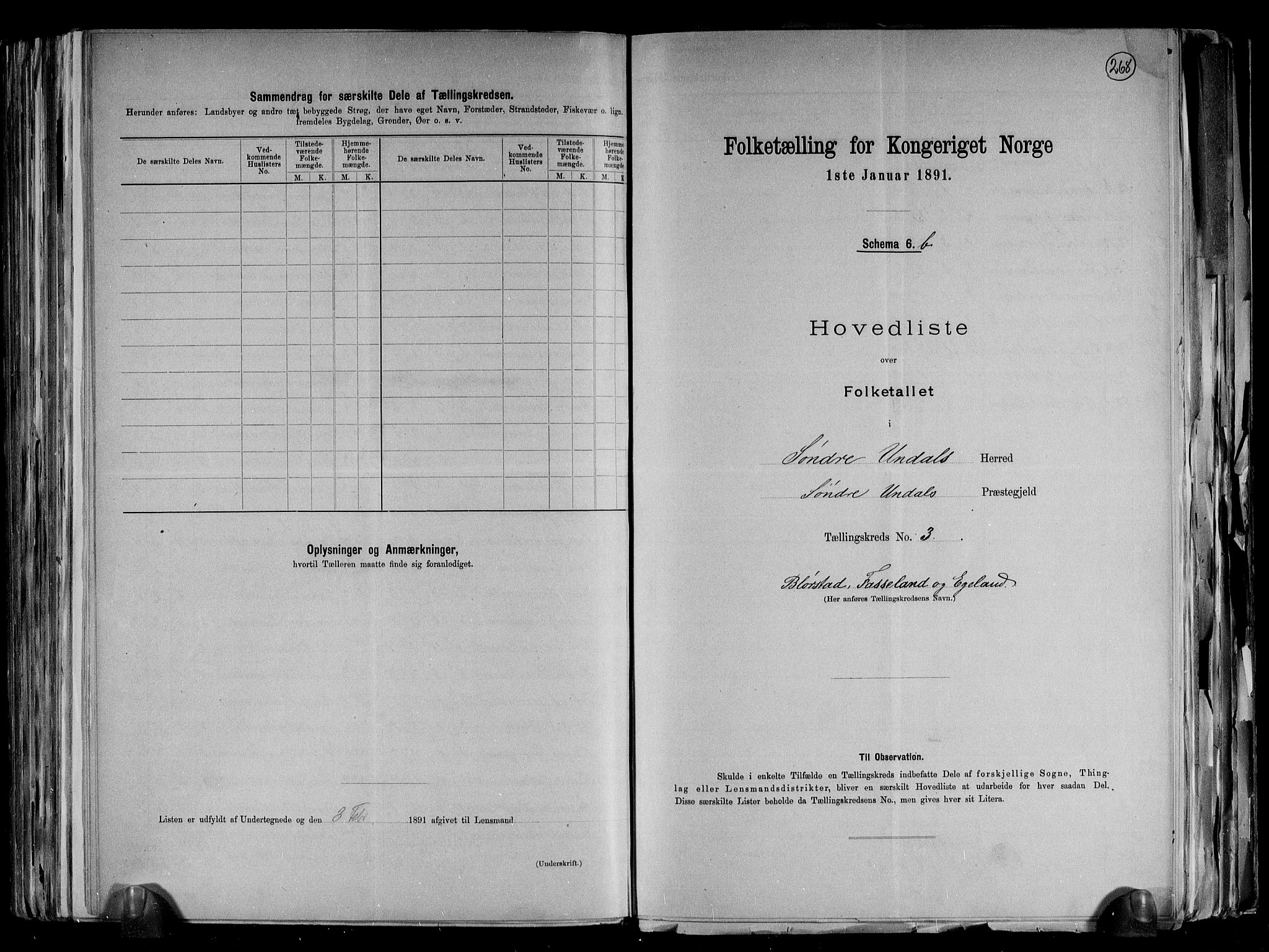 RA, Folketelling 1891 for 1029 Sør-Audnedal herred, 1891, s. 14