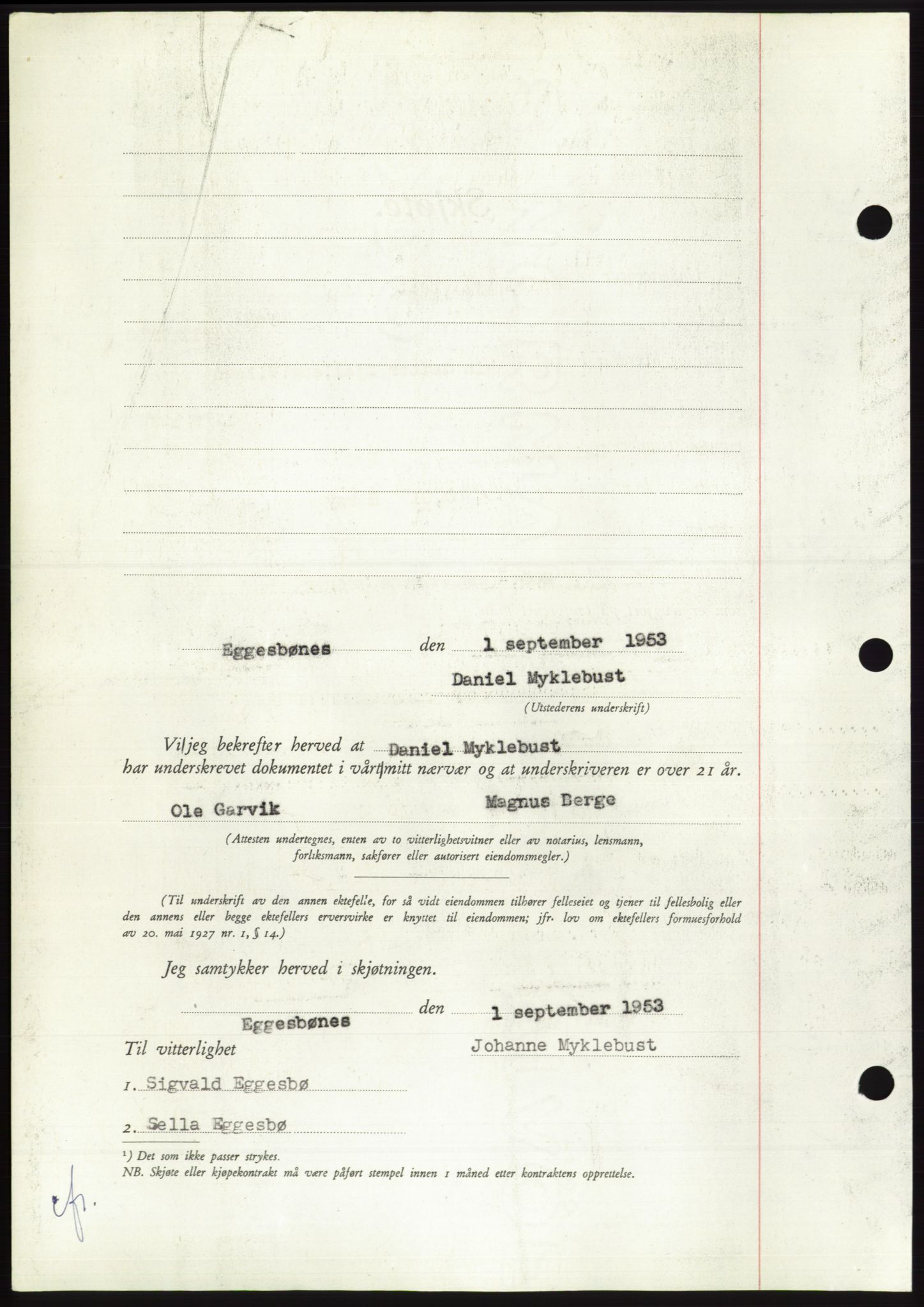 Søre Sunnmøre sorenskriveri, AV/SAT-A-4122/1/2/2C/L0095: Pantebok nr. 21A, 1953-1953, Dagboknr: 2273/1953