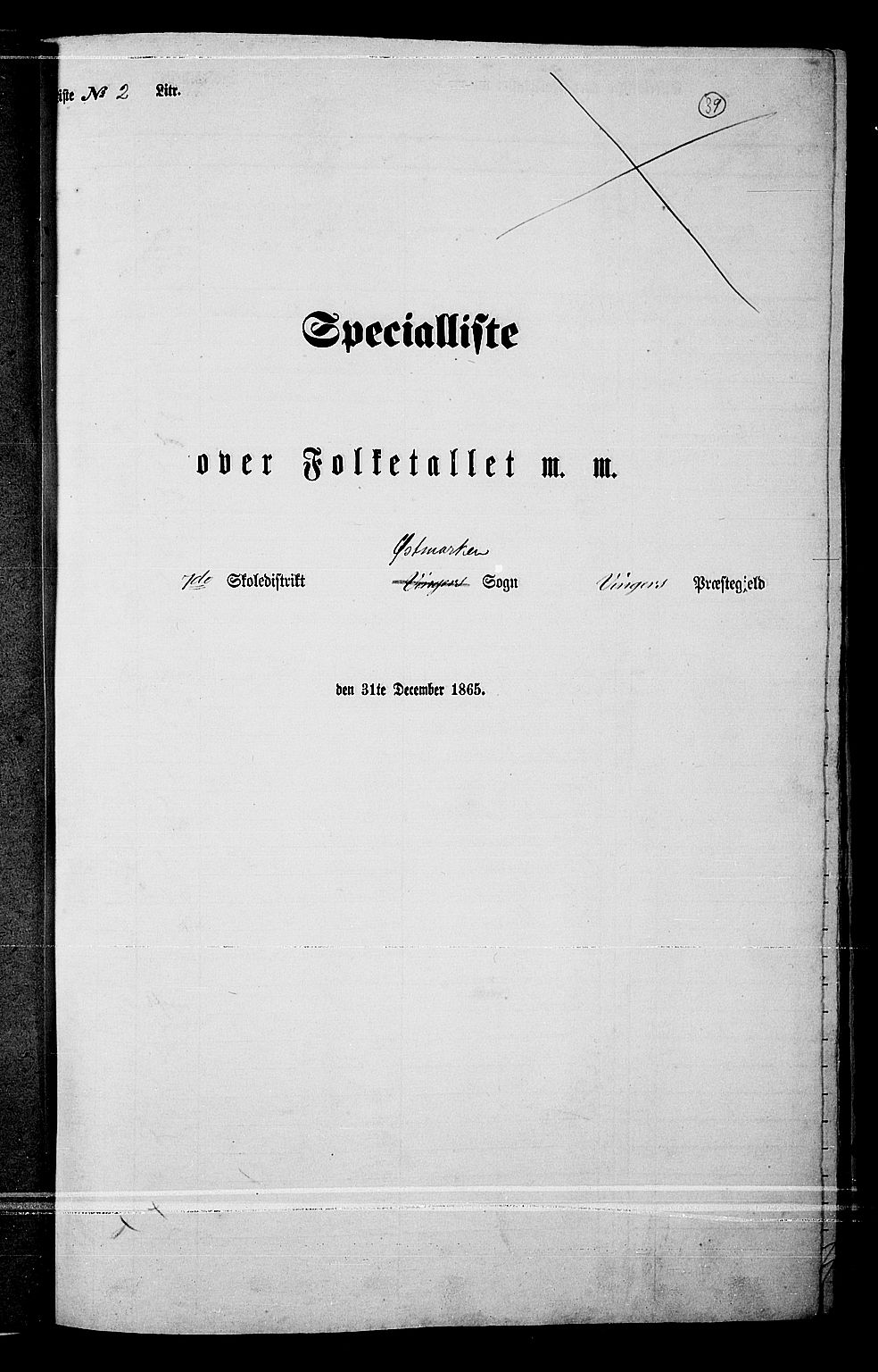 RA, Folketelling 1865 for 0421L Vinger prestegjeld, Vinger sokn og Austmarka sokn, 1865, s. 36