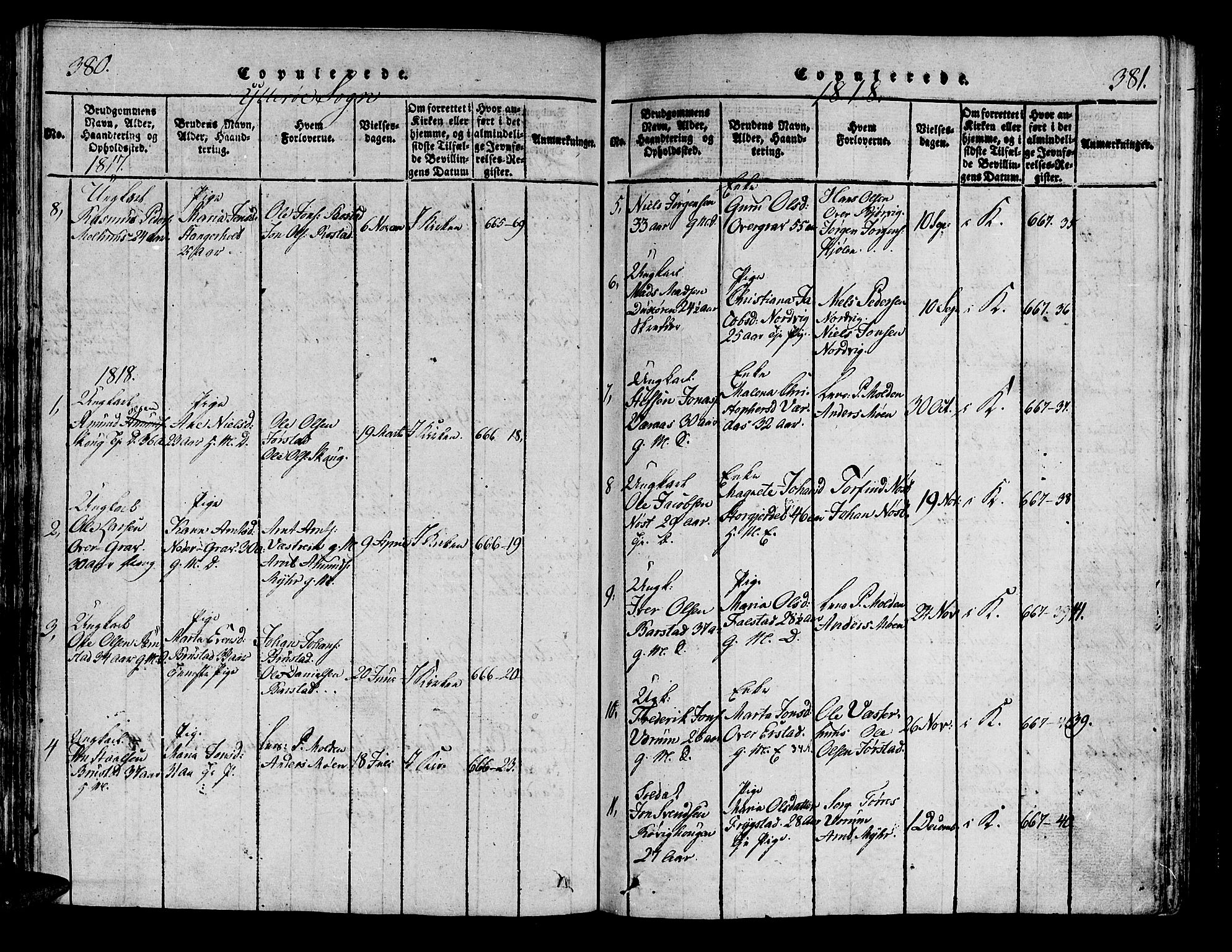 Ministerialprotokoller, klokkerbøker og fødselsregistre - Nord-Trøndelag, SAT/A-1458/722/L0217: Ministerialbok nr. 722A04, 1817-1842, s. 380-381
