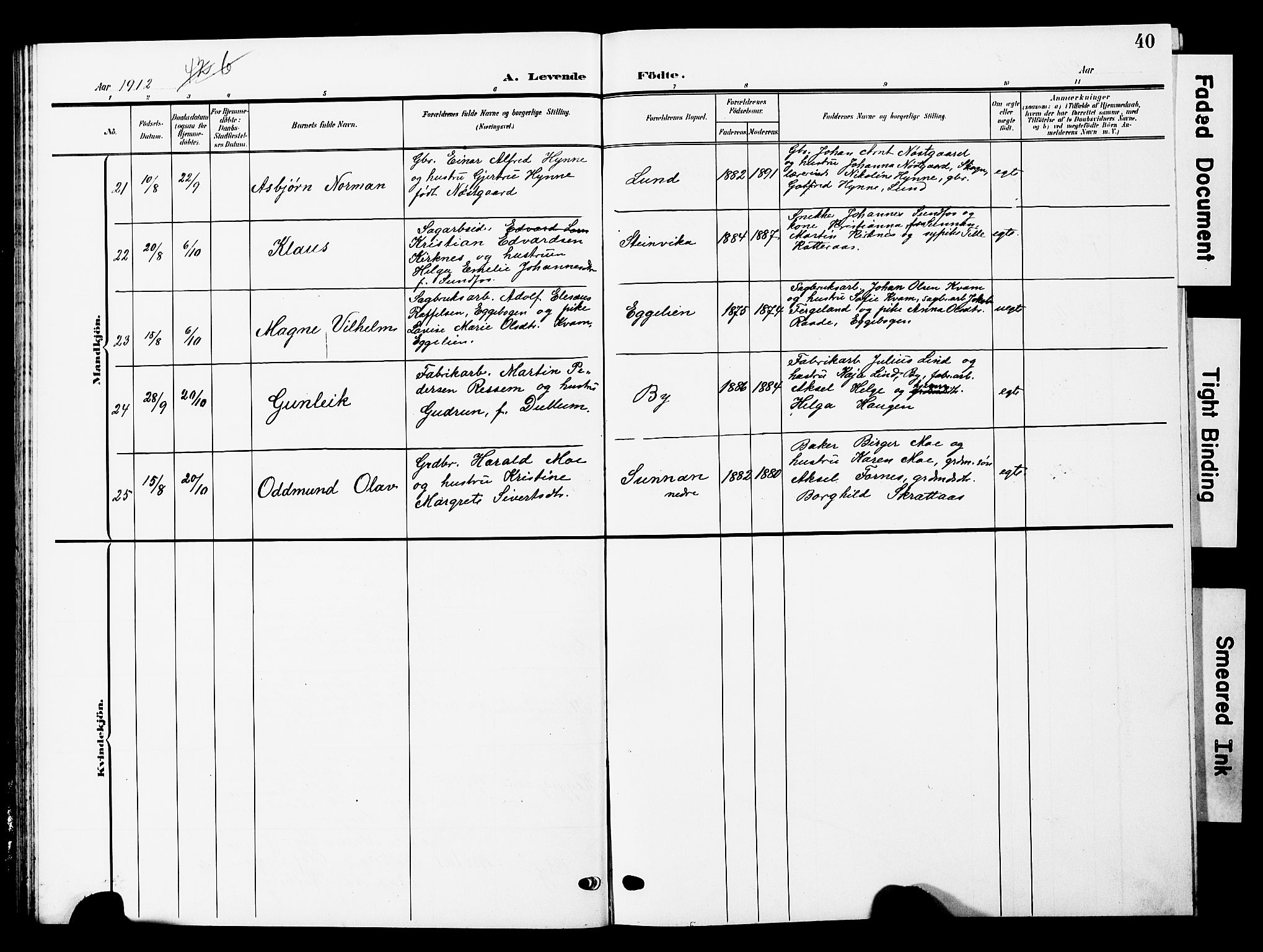 Ministerialprotokoller, klokkerbøker og fødselsregistre - Nord-Trøndelag, AV/SAT-A-1458/740/L0381: Klokkerbok nr. 740C02, 1903-1914, s. 40