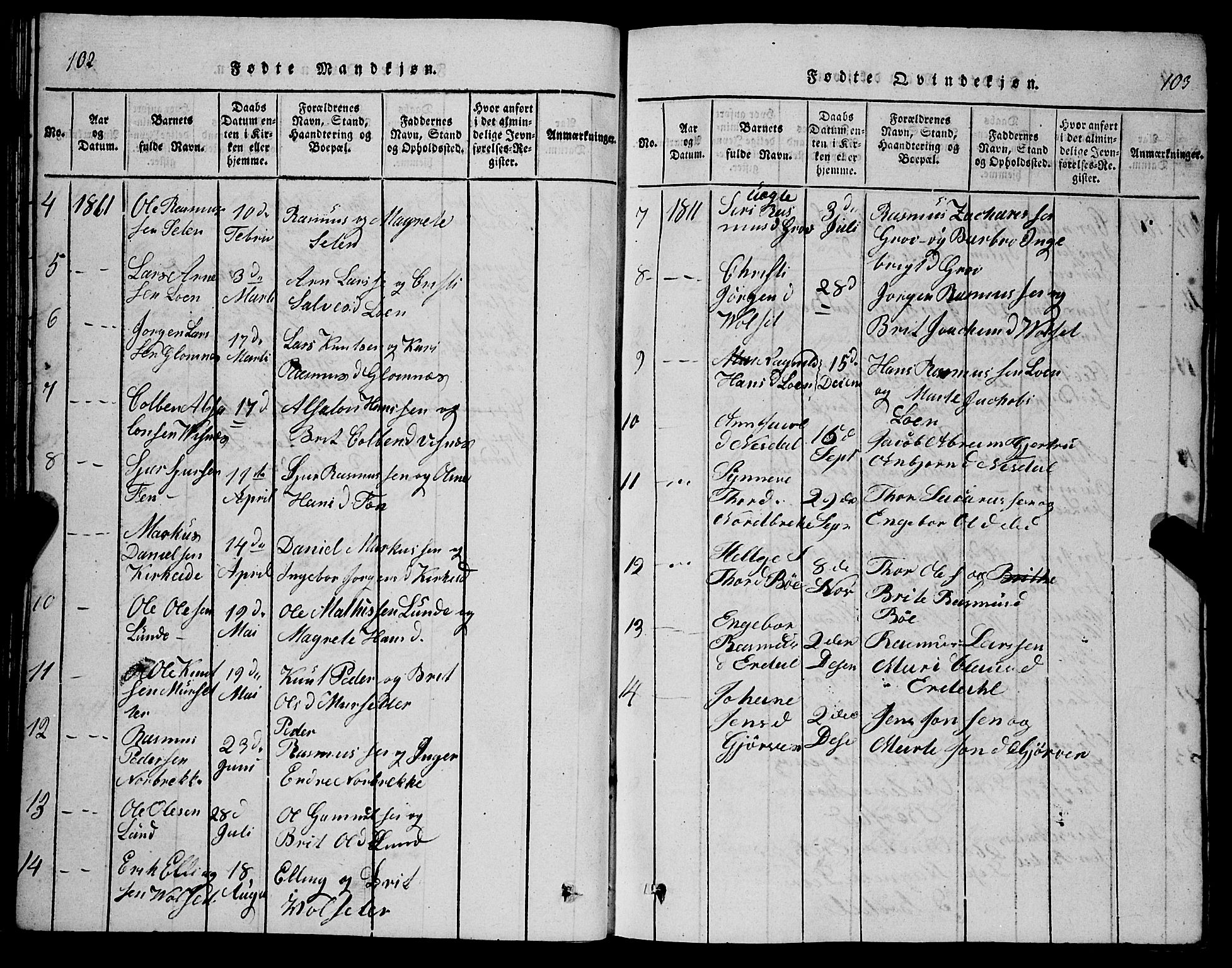 Stryn Sokneprestembete, AV/SAB-A-82501: Klokkerbok nr. C 1, 1801-1845, s. 102-103