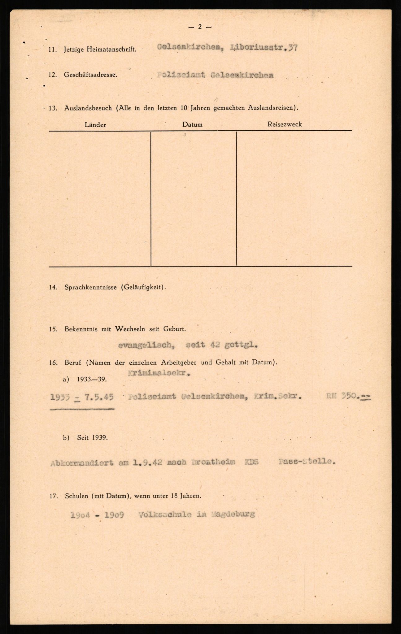 Forsvaret, Forsvarets overkommando II, AV/RA-RAFA-3915/D/Db/L0020: CI Questionaires. Tyske okkupasjonsstyrker i Norge. Tyskere., 1945-1946, s. 149